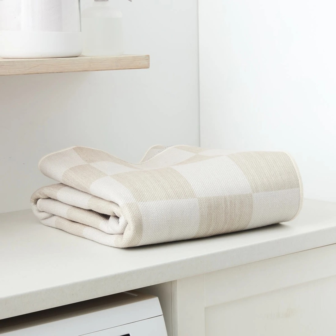 8 Check Washable Rug - Beige, Large - 235cm x 160cm, 8 of 9