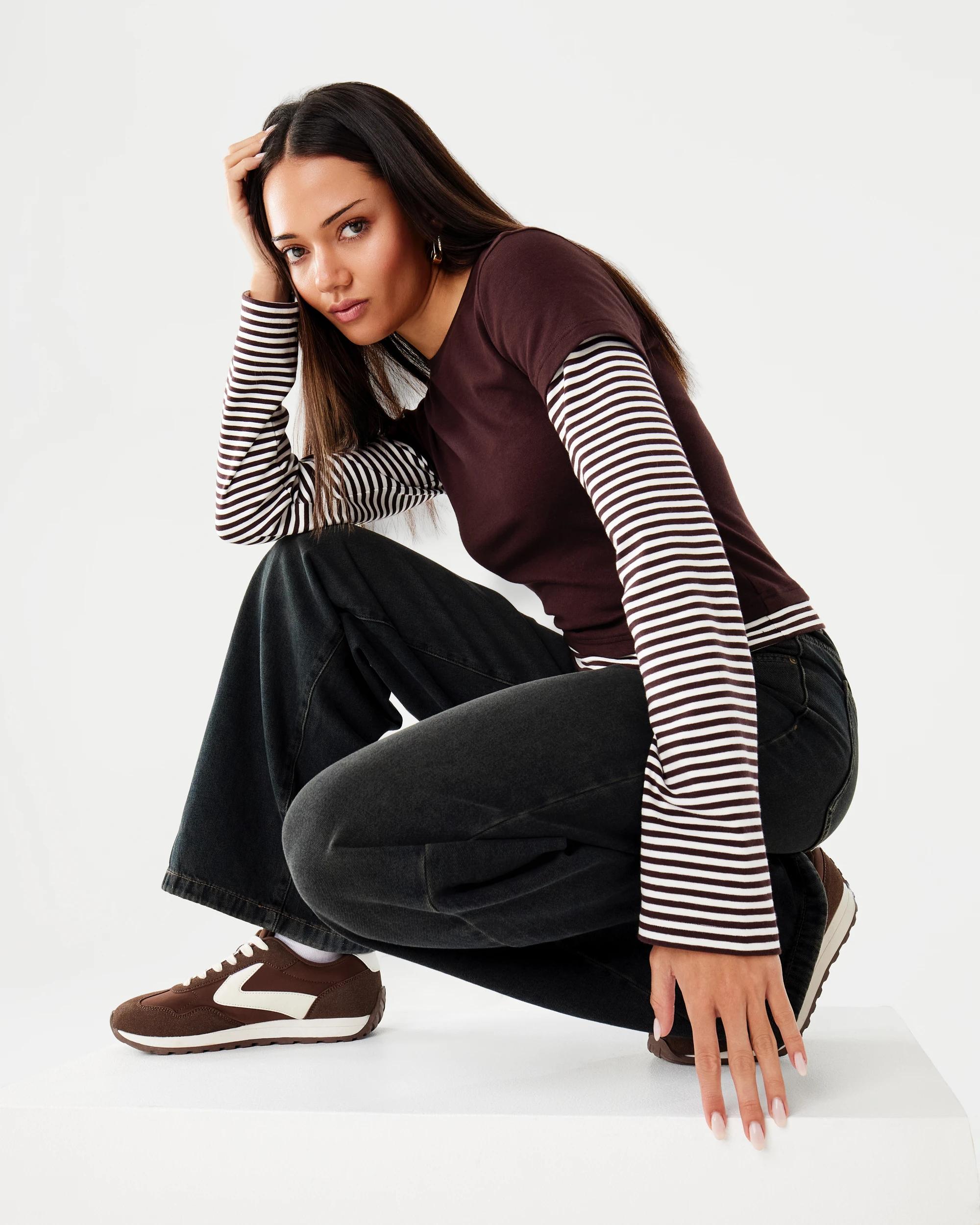 8 Long Sleeve Double Layer Top Choc Plum, 8 of 8