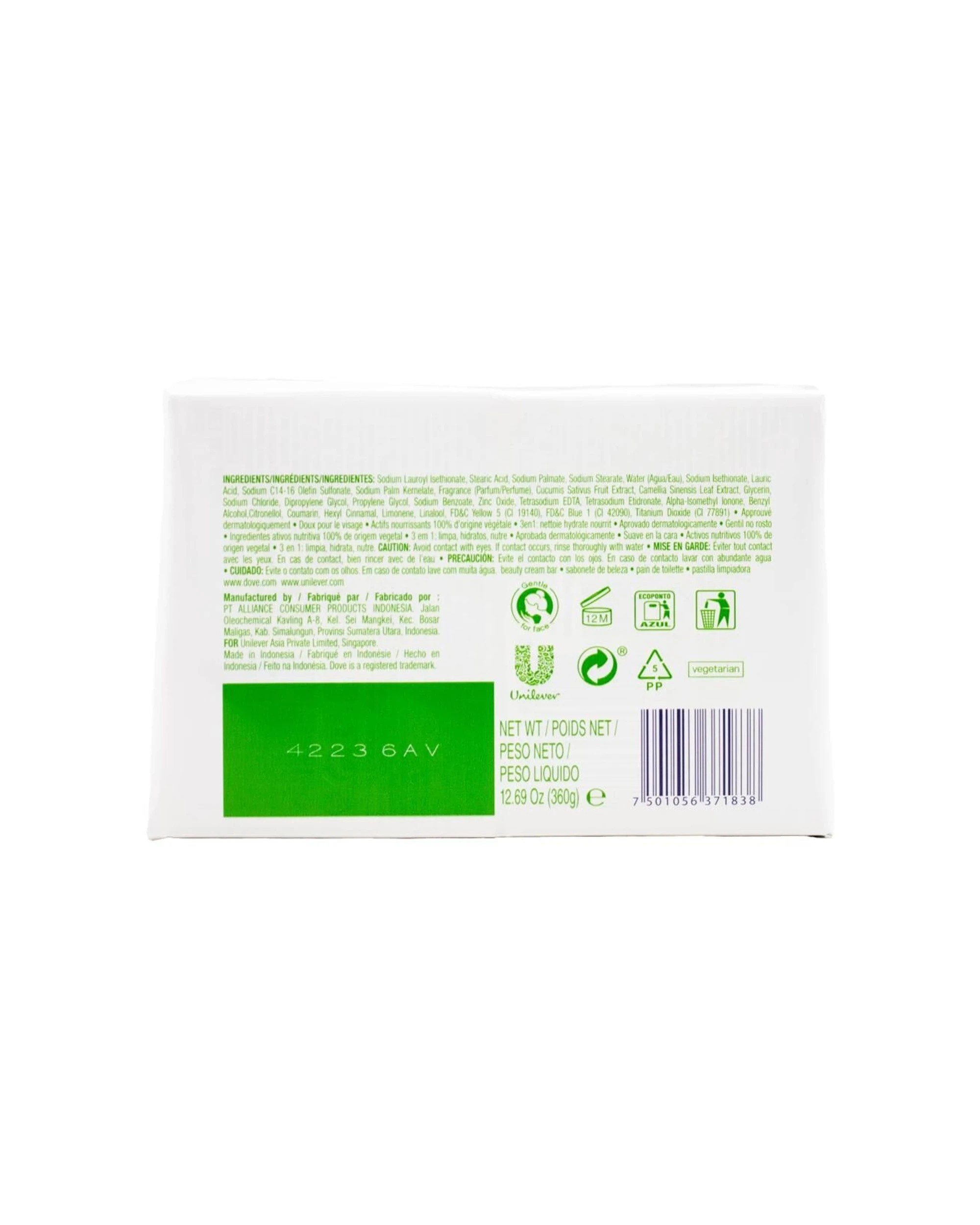 3 Dove 12 x 4pc Beauty Bar Soap 90g Cucumber Tea Scent - Multi, 3 of 3