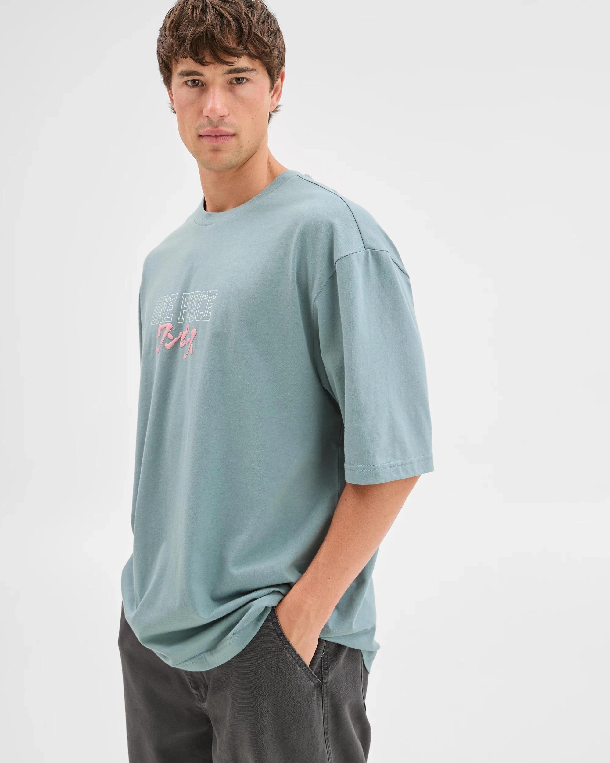 3 One Piece Onepiece Strawhat Australian Cotton Print T-Shirt MOSS GREEN, 3 of 5