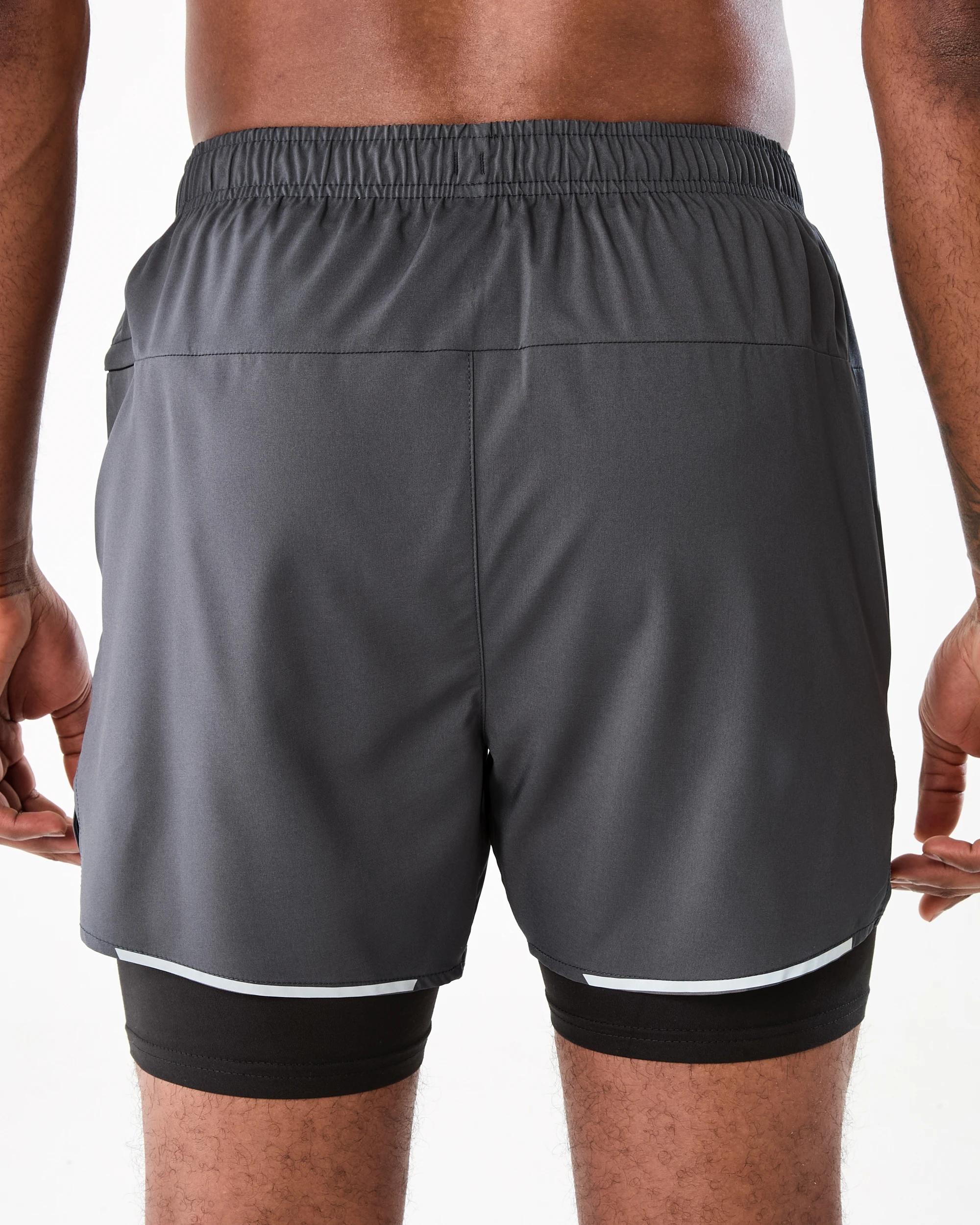 3 Active Mens Dual Layer Shorts Gry Drkish, 3 of 8