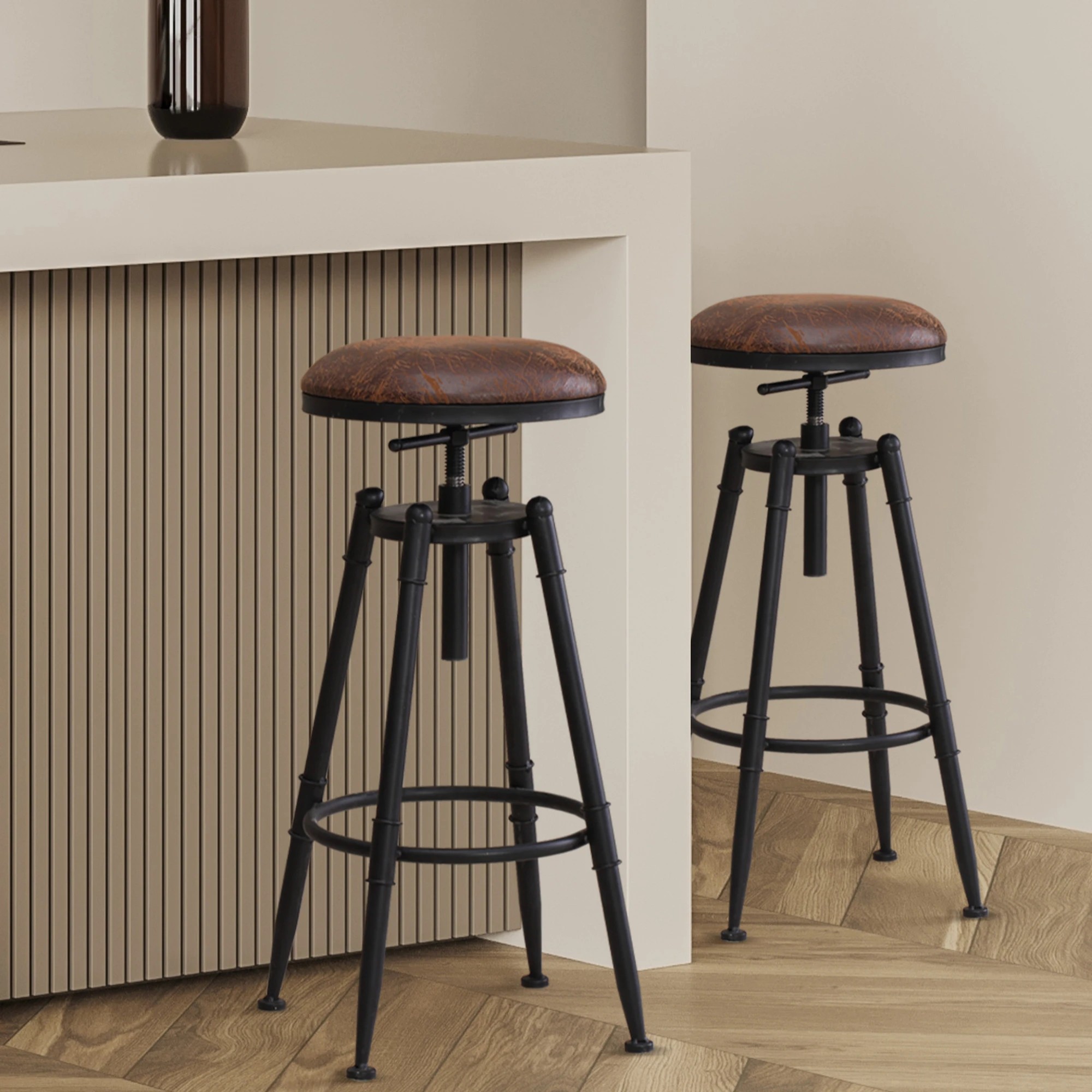 7 Levede 2x Industrial Swivel Bar Stools - Black, 7 of 7
