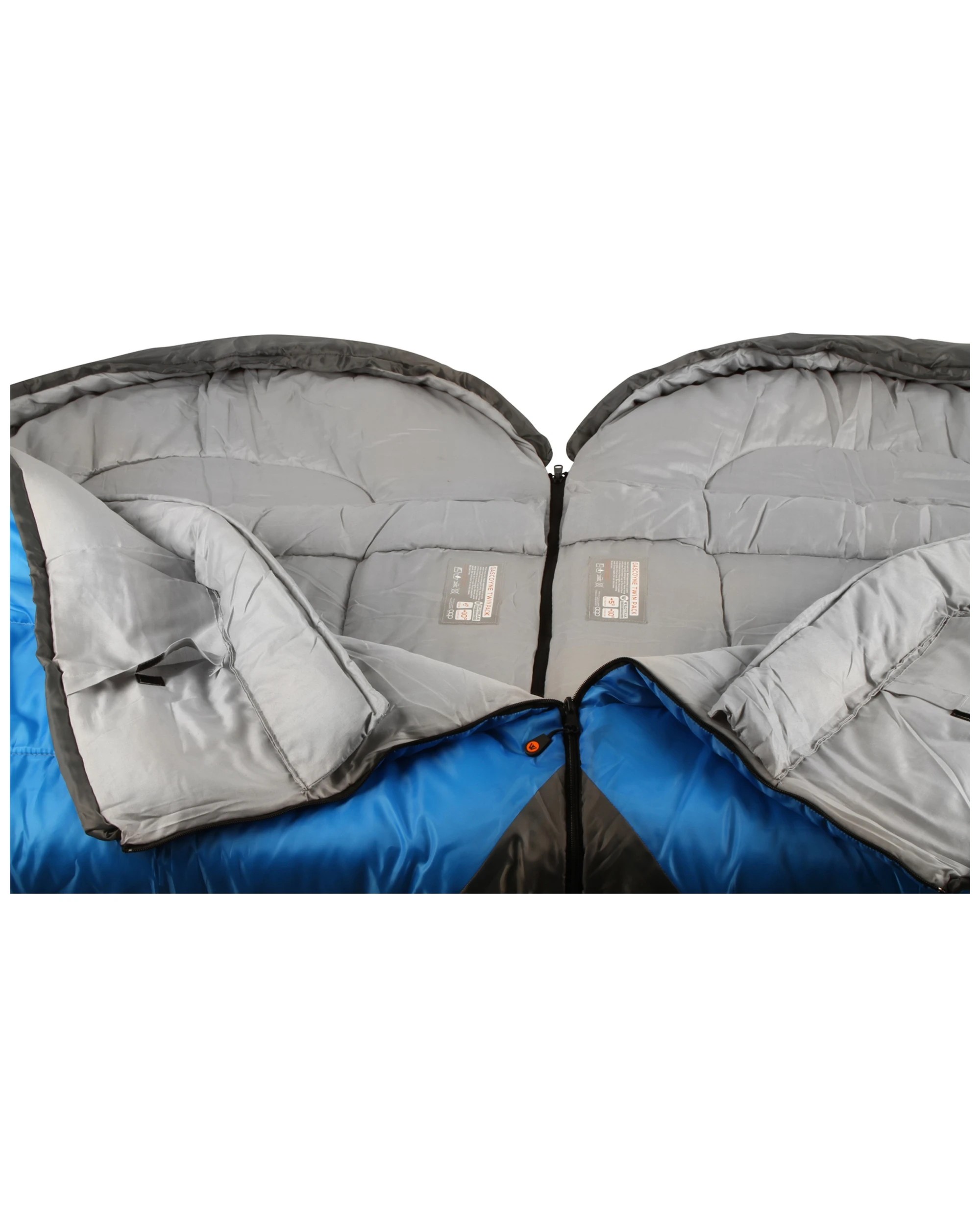 2 Wildtrak Gascoyne Hooded Twin Sleeping Bags Breathable Lining - Blue, 2 of 3