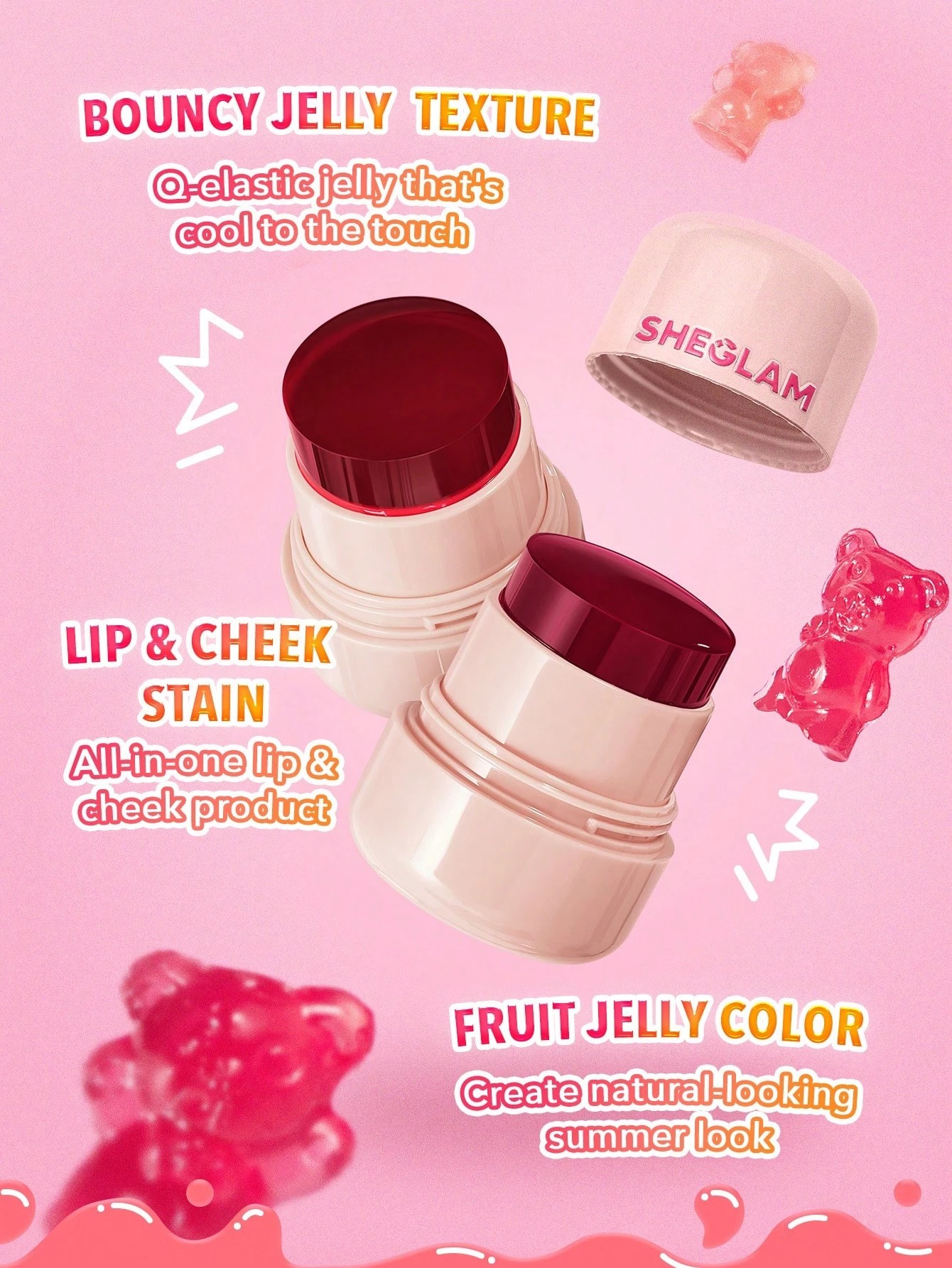 4 SHEGLAM Jelly-Licious Hydrating Lip & Blush Tint - Howdy, 4 of 5