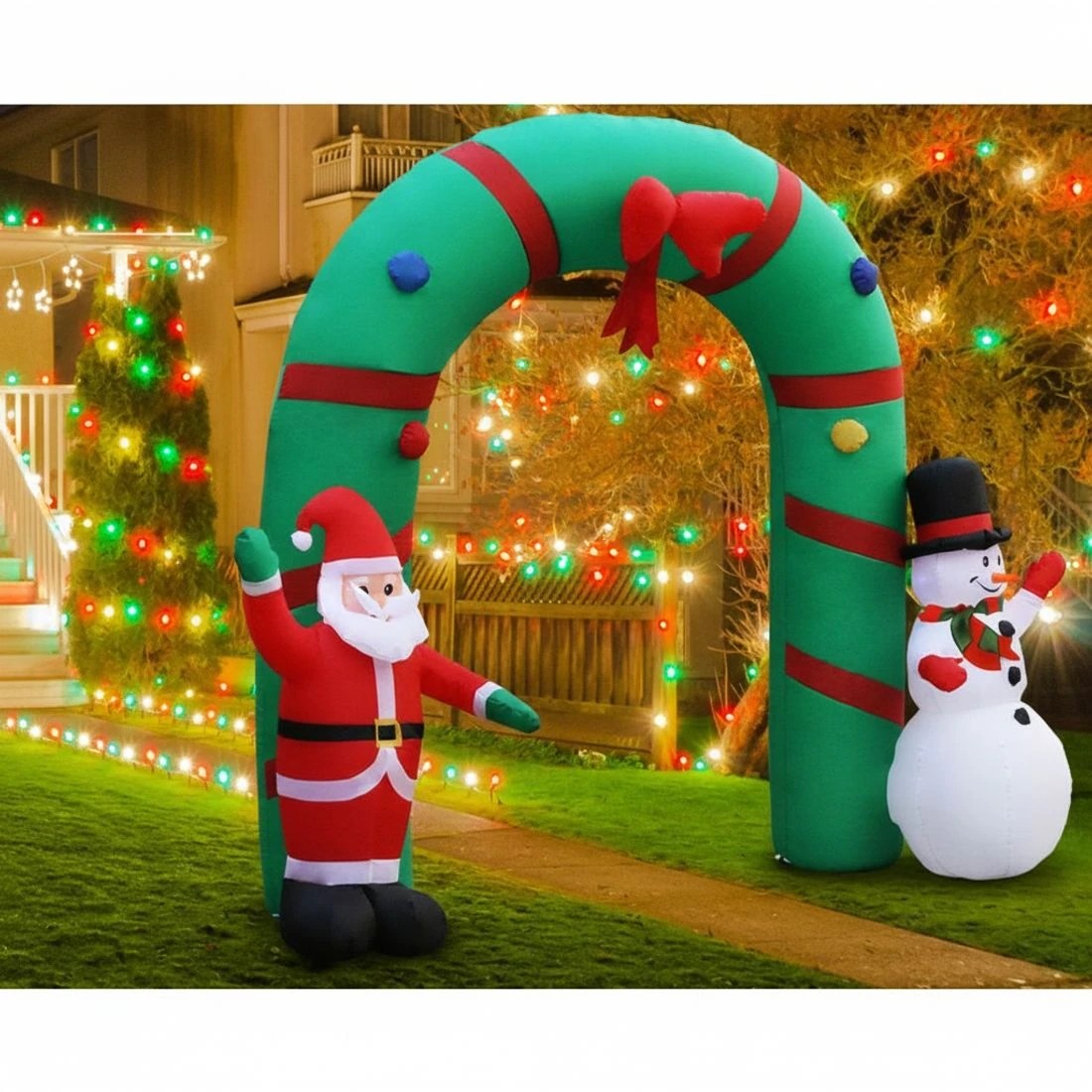 6 Jingle Jollys Christmas Inflatable Archwary 2.8M Illuminated Decorations - Multi, 6 of 7