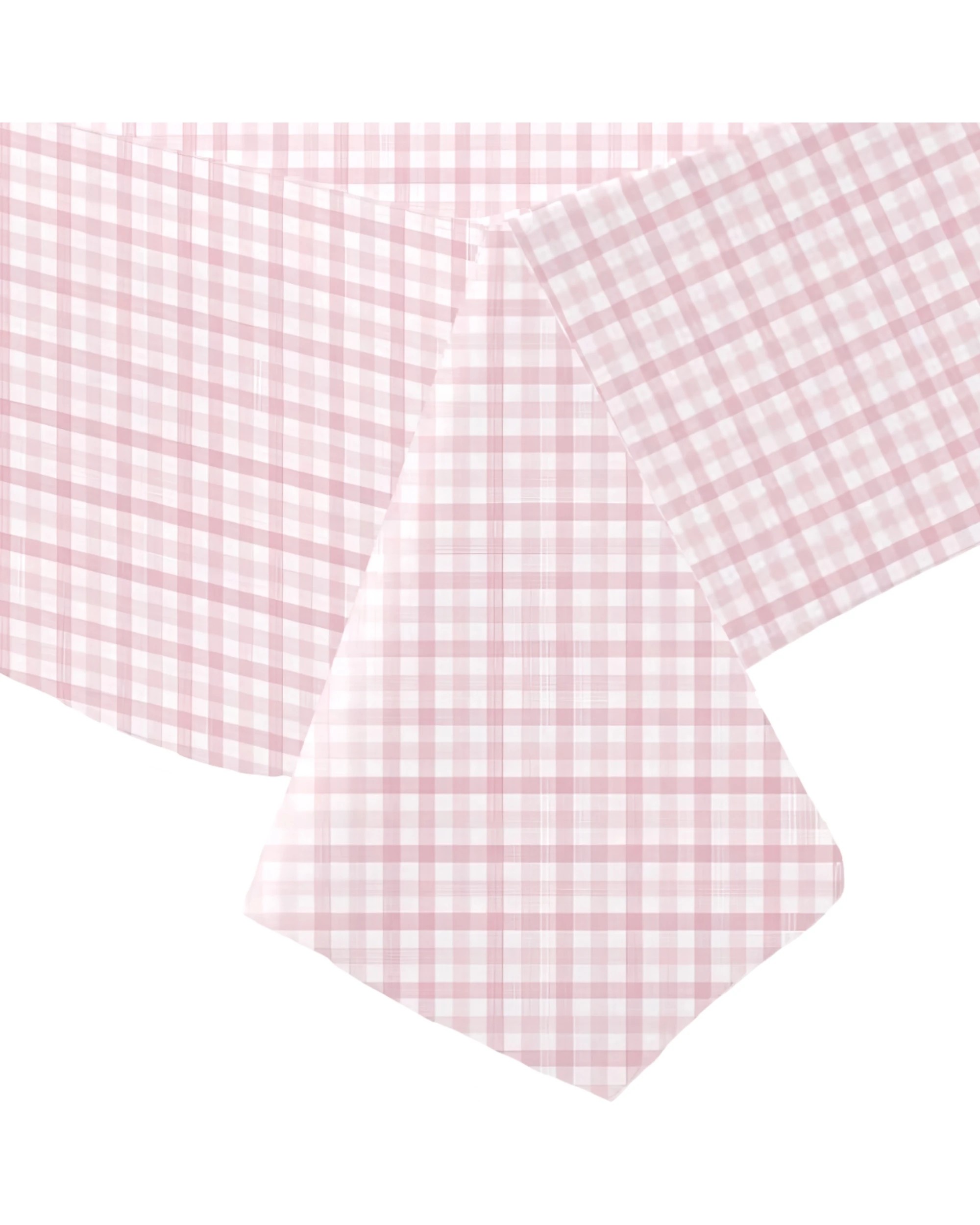 1 Amscan Gingham Paper Tablecloth - Pastel Pink - Pastel Pink, White, 1 of 2