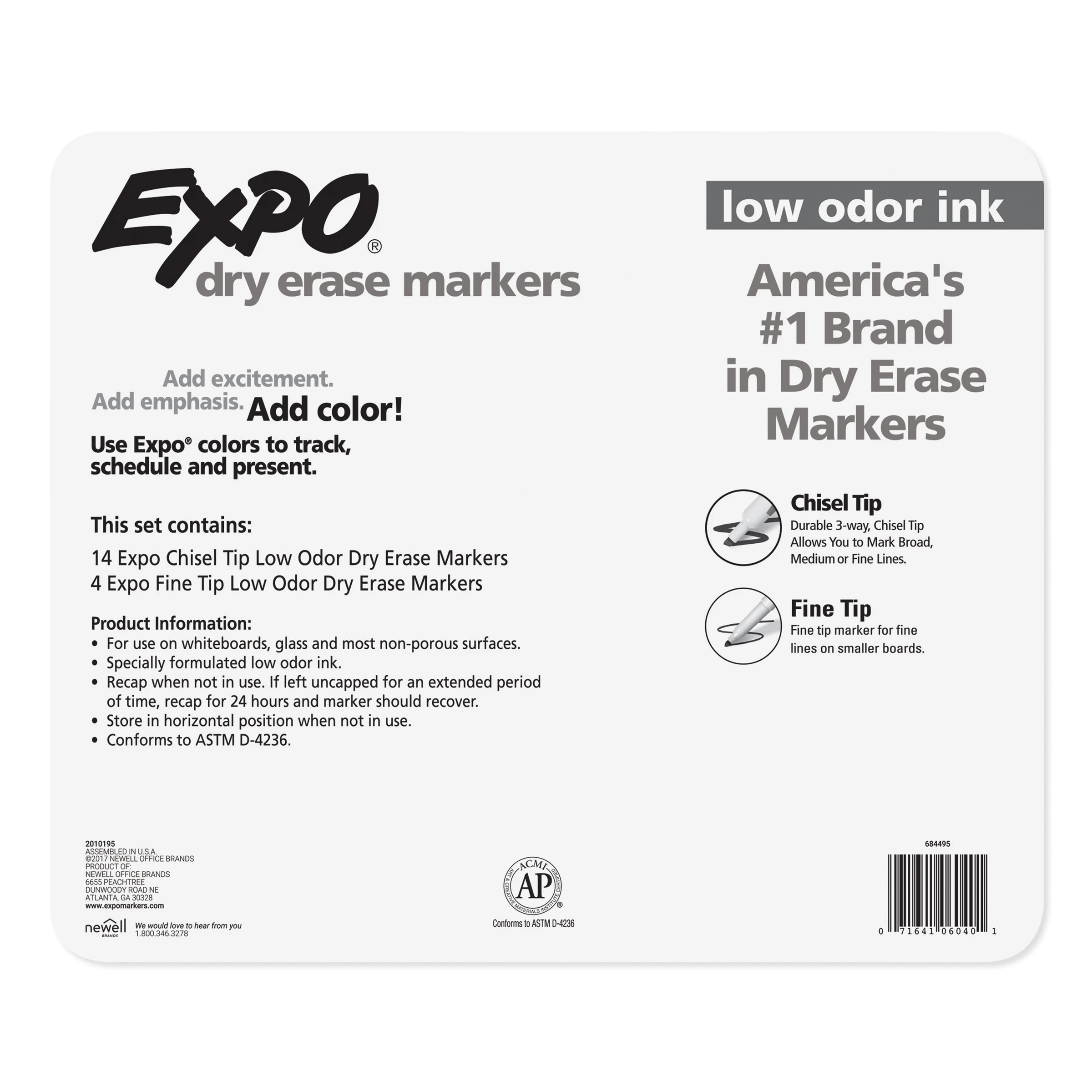 8 18 Pack Expo Low Odour Fine and Chisel Tip Dry Erase Markers, 8 of 8