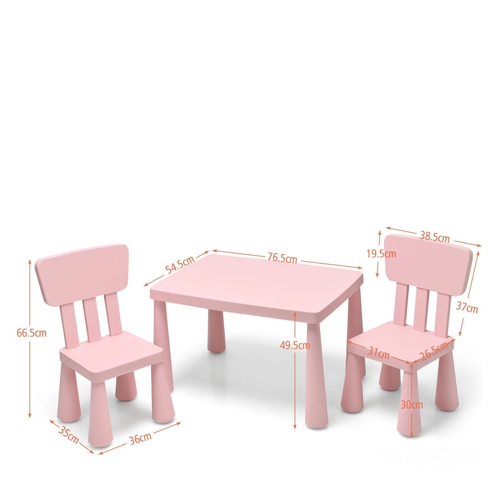 4 Costway Kids Table & Chairs Set Study Drawing Desk - Pink, 4 of 6