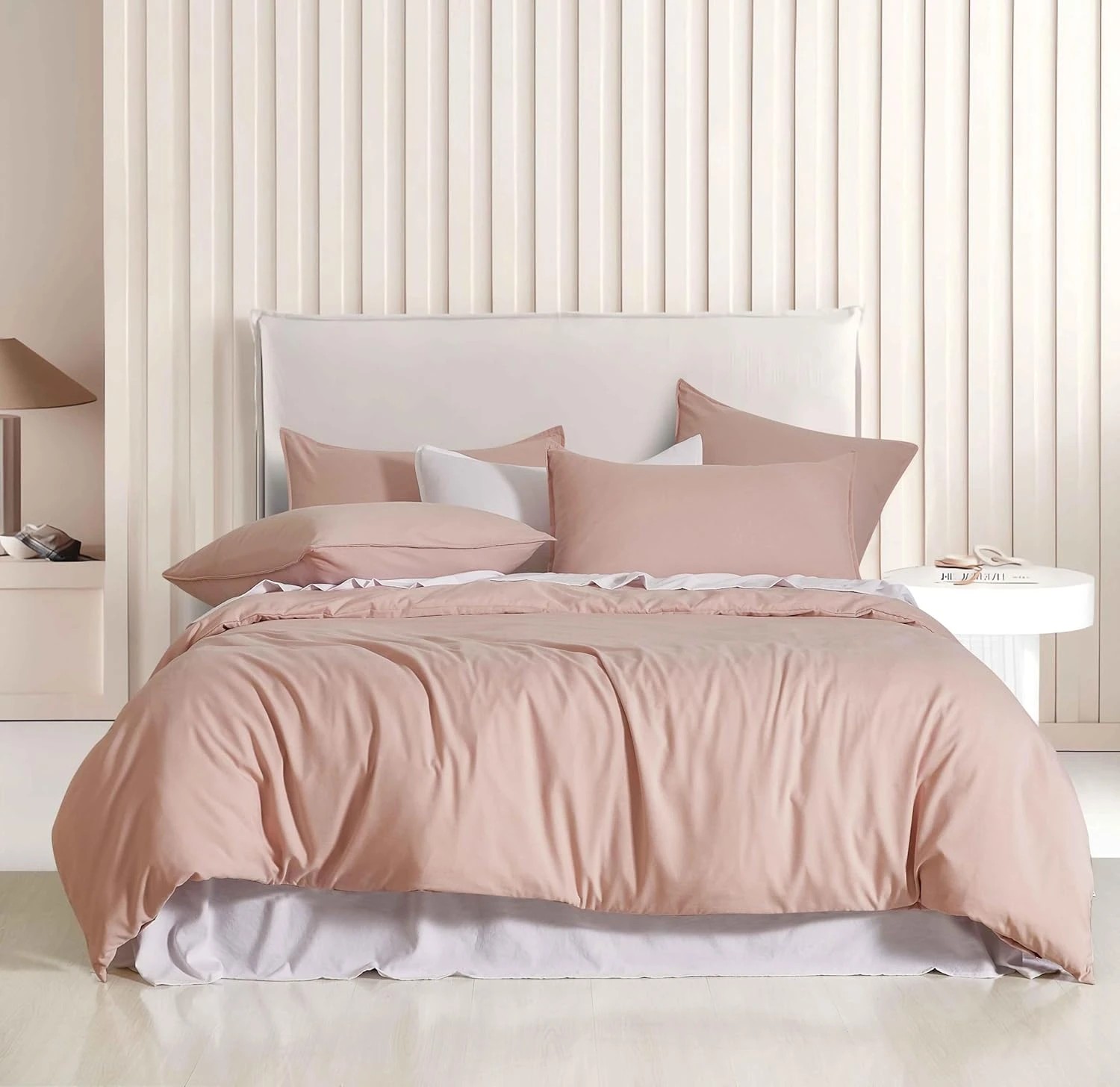 1 CleverPolly 100% Vintage Washed Microfibre Quilt Cover Set - King Bed - Pink, 1 of 7