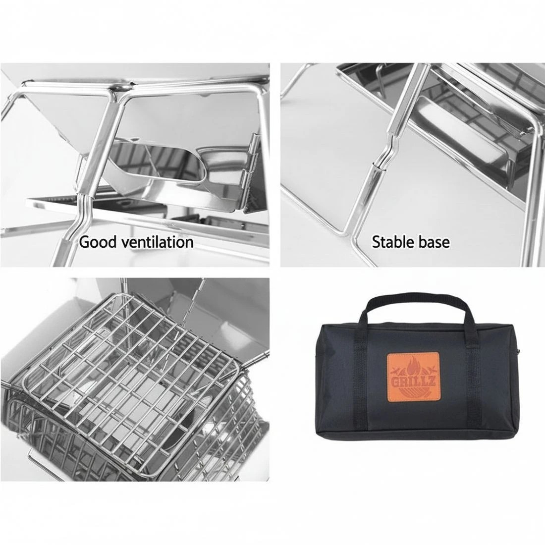 5 Grillz Fire Pit BBQ Grill with Carry Bag Portable - Grey, 5 of 6