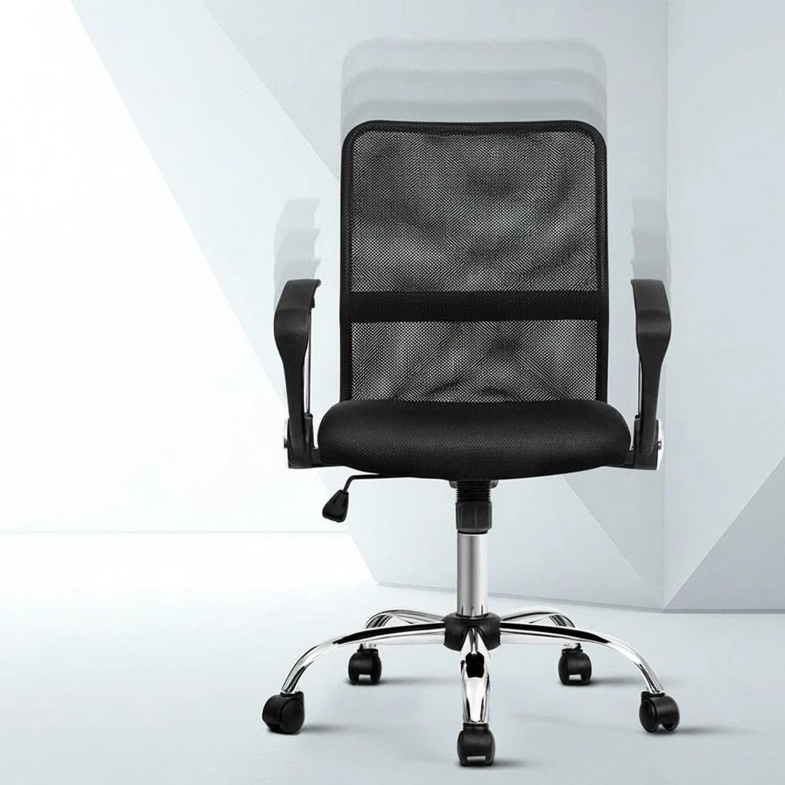 4 Artiss 2x Mesh Office Chair Mid Back - Black, 4 of 6