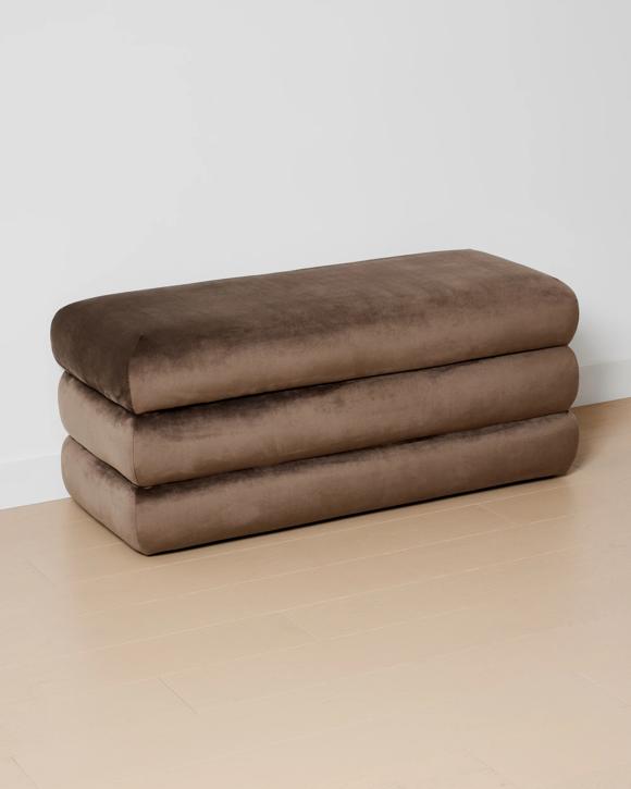 Aleks Velvet Storage Bench - Chocolate