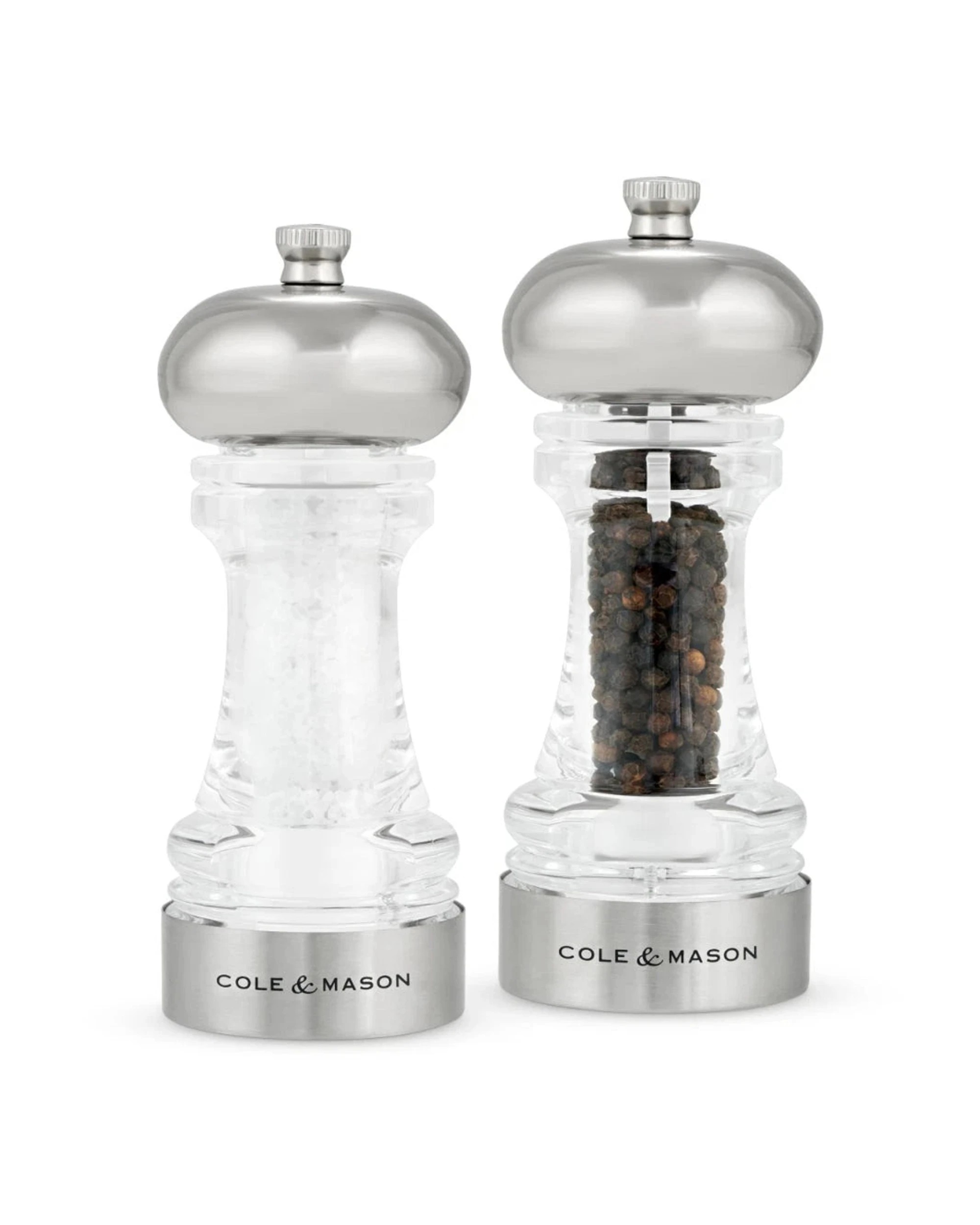 1 Cole & Mason 2-Piece Adjustable Salt & Pepper Shaker Set, Acrylic & Beech Wood, 14.9 cm - Plain, 1 of 2
