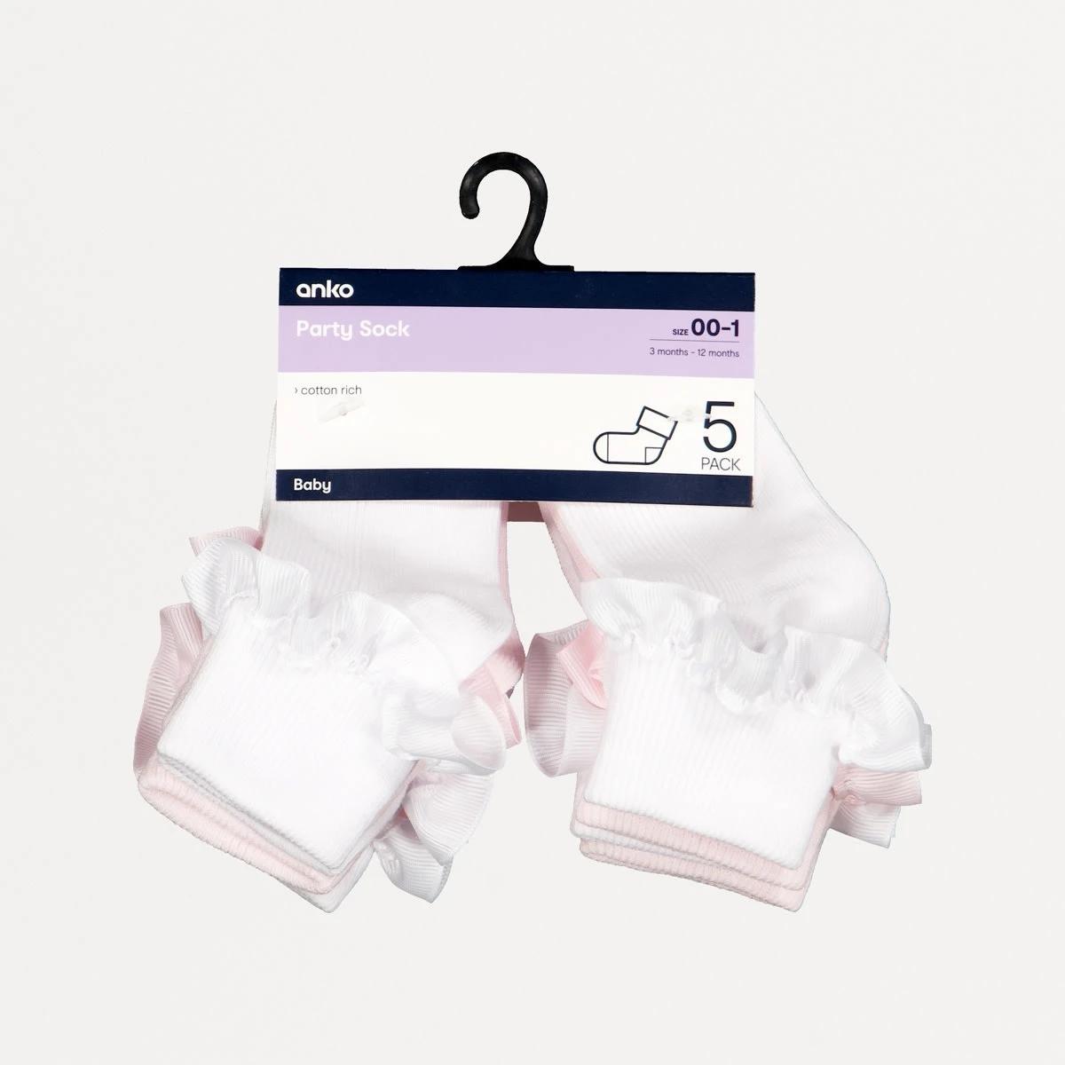 2 5 Pack Socks PINK FRILL SOCKS, 2 of 2