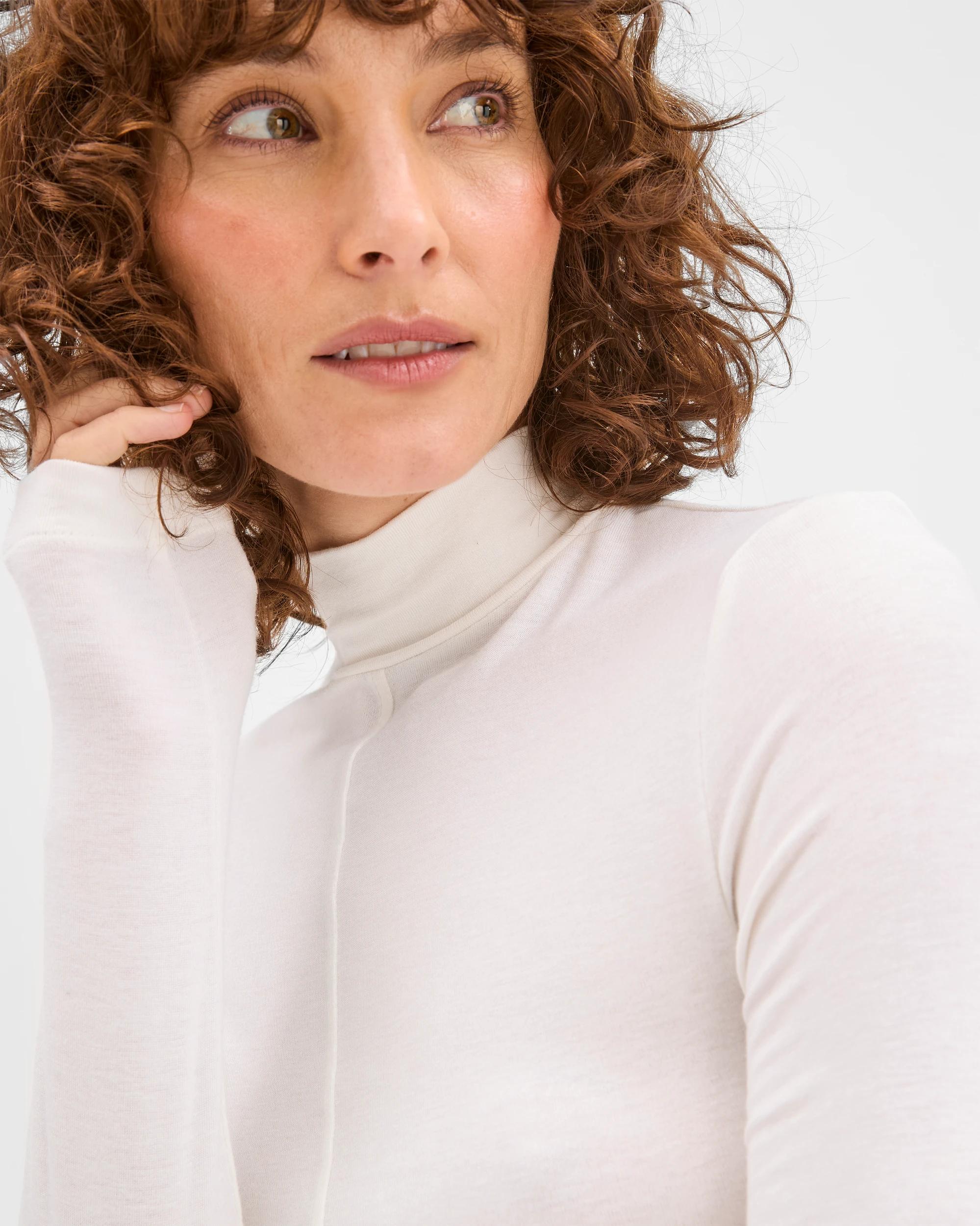 4 Preview Long Sleeve Luxe Layering Knit Skivvy Top WHITE, 4 of 9