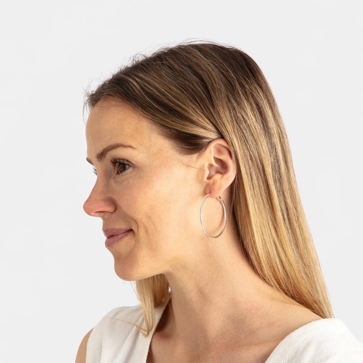 4 3 Pack Thin Hoop Earrings - Silver Tone, 4 of 5