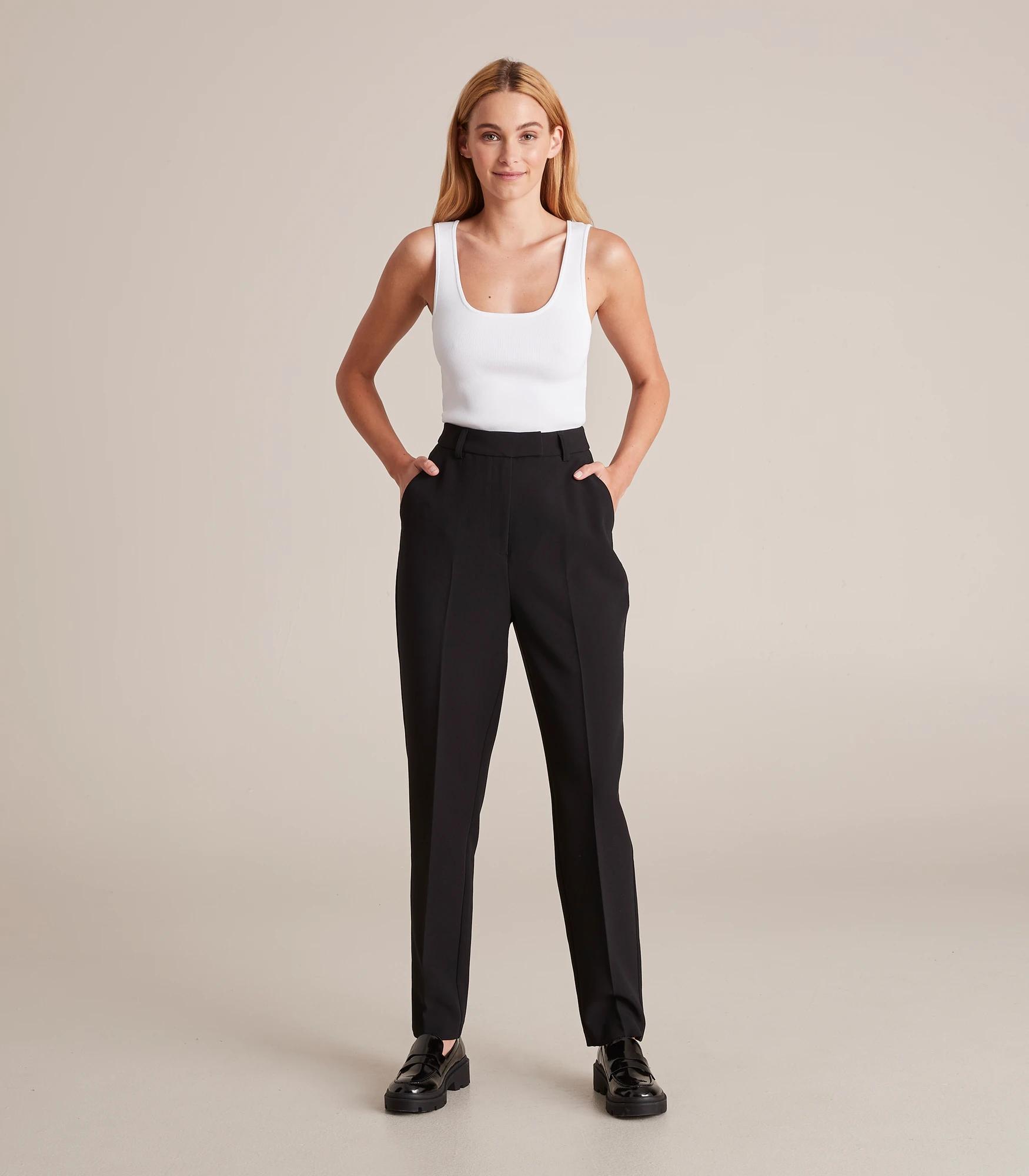 7 High Waist Tapered Full Length Pants - Preview BLACK, 7 of 10