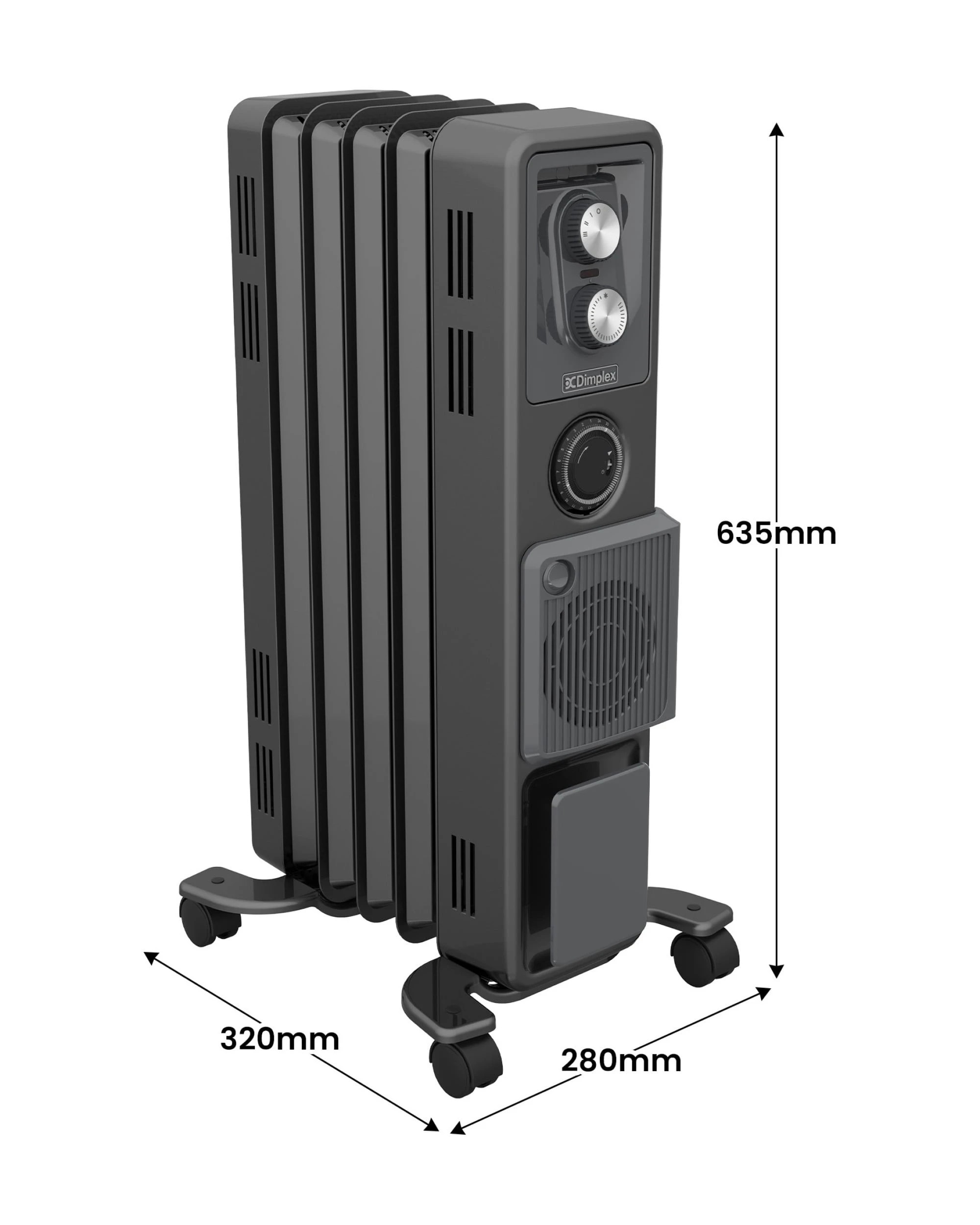 3 Dimplex 1.5kW Oil Free Column Heater with Timer & Turbo Fan  Anthracite ECR15TIF, 3 of 8