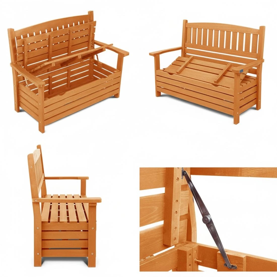 5 Gardeon Outdoor Storage Bench Box Garden Chair 2 Seat Timber Furniture - Gold, 5 of 7