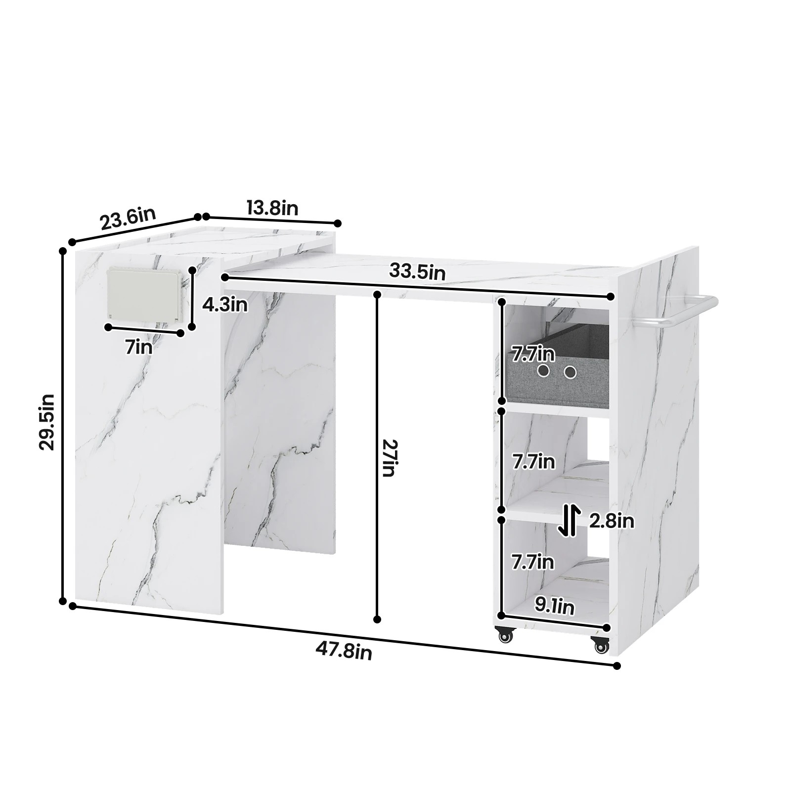 6 Advwin Computer Desk Folding Sewing Table - White, 6 of 7