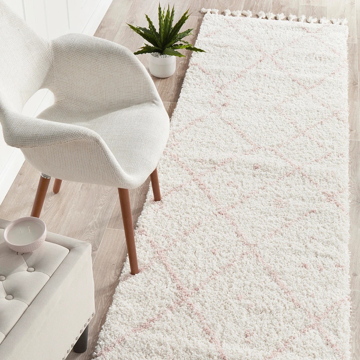 1 Common Ground Rugs Amber 44 400x80cm - Large Shag Rug - Natural, 1 of 7