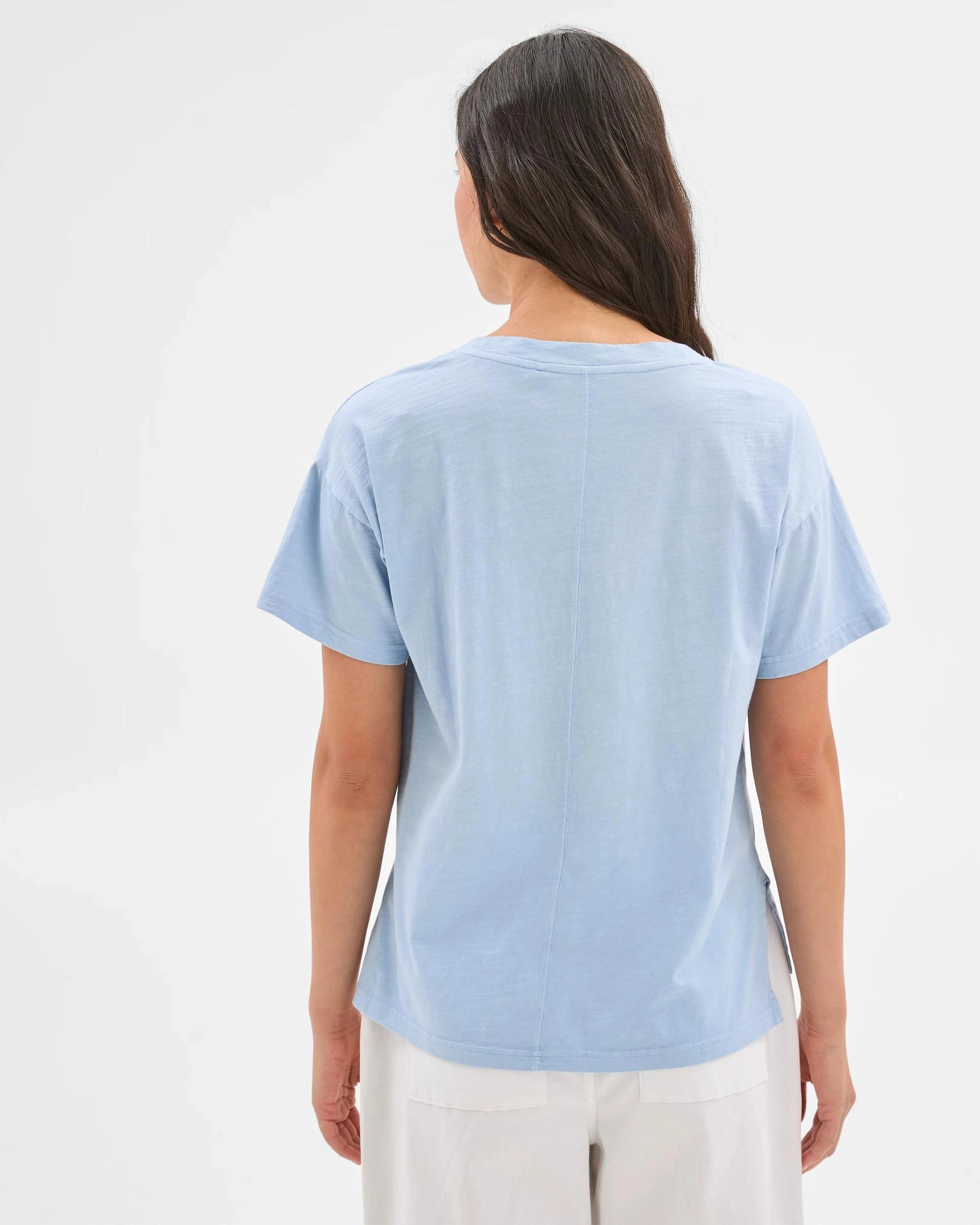 4 Target Australian Cotton Relaxed Slub V-Neck T-Shirt SUMMER BLUE, 4 of 7