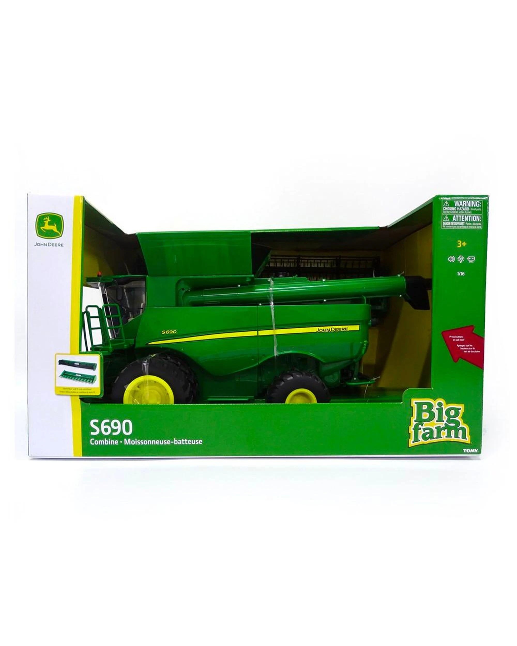 2 John Deere 1:16 Big Farm Combine w Corn and Draper Heads Toy 3y, 2 of 3