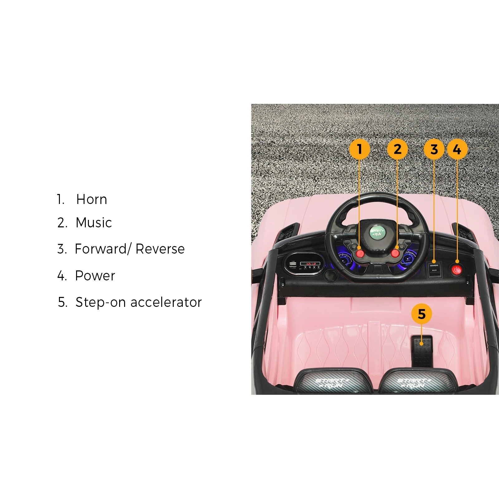 5 Mazam Kids Ride On Car Electric Vehicle Toy Remote Cars Gift Mp3 Led Light 12v
 - Pink, 5 of 10