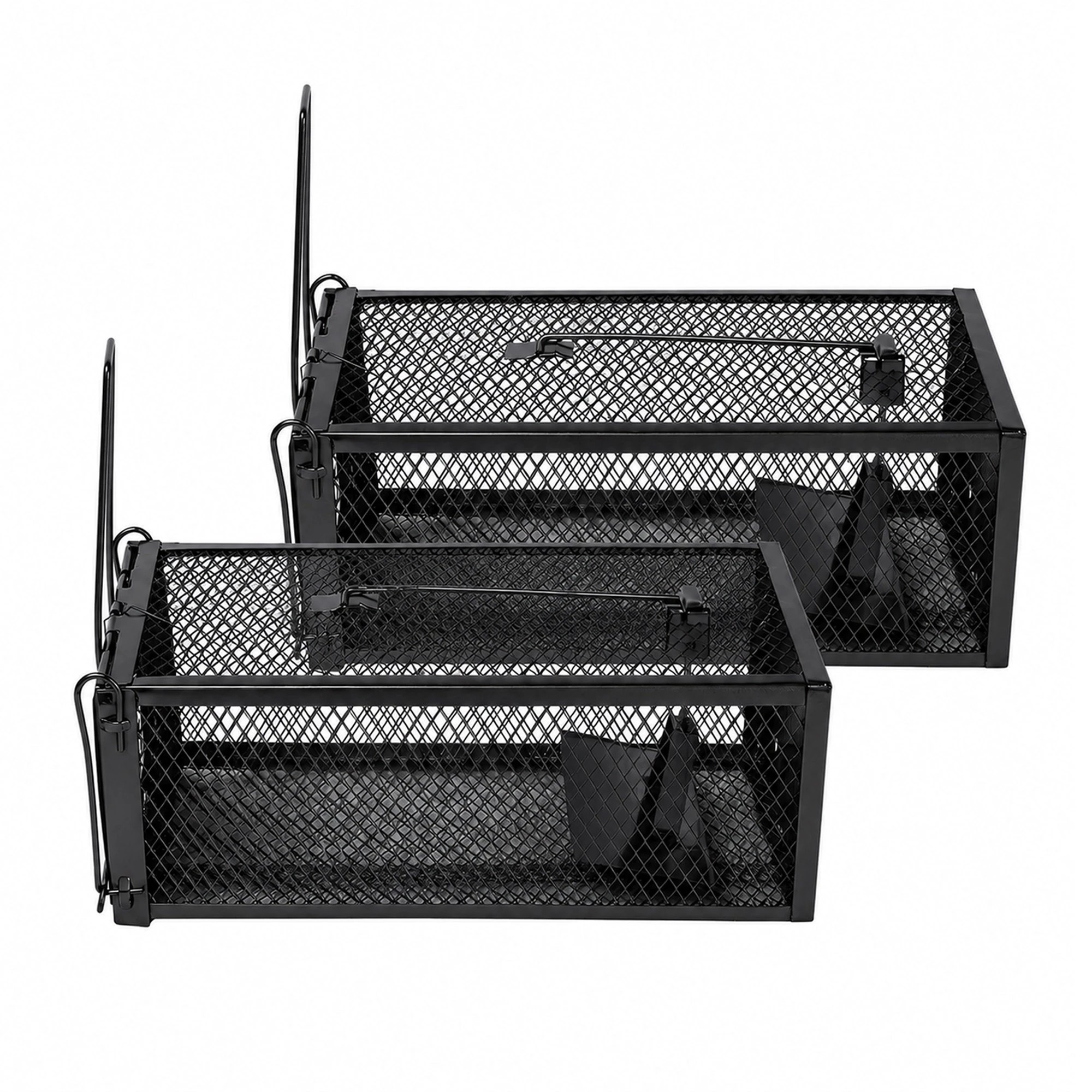 1 Toque Mouse Trap Humane Live Catch Rat Cage Reusable Zinc Iron Garage Black 2pc, 1 of 8