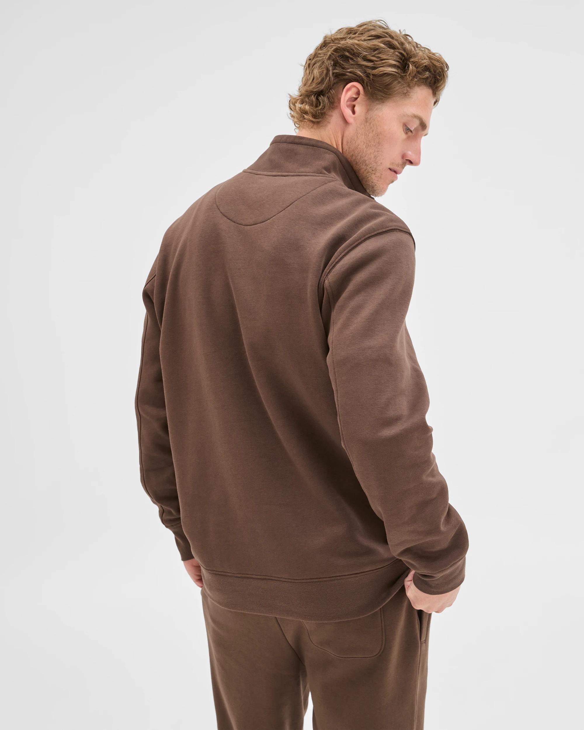6 Target Man Australian Cotton Blend Fleece 1/2 Zip Top CHOCOLATE, 6 of 7
