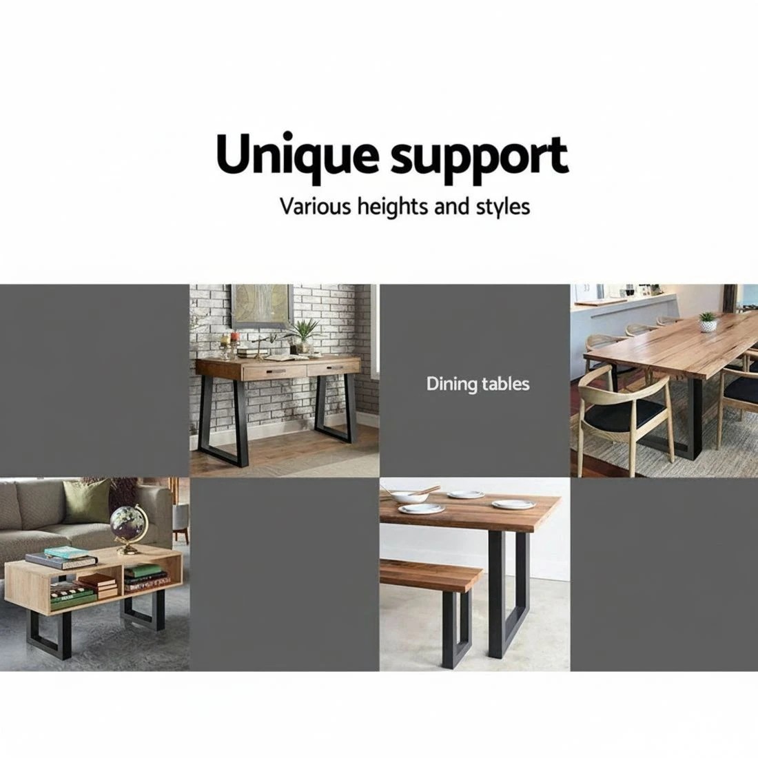 7 Artiss Metal Table Legs DIY Rectangular 40X30CM Set of 2 - Black, 7 of 8