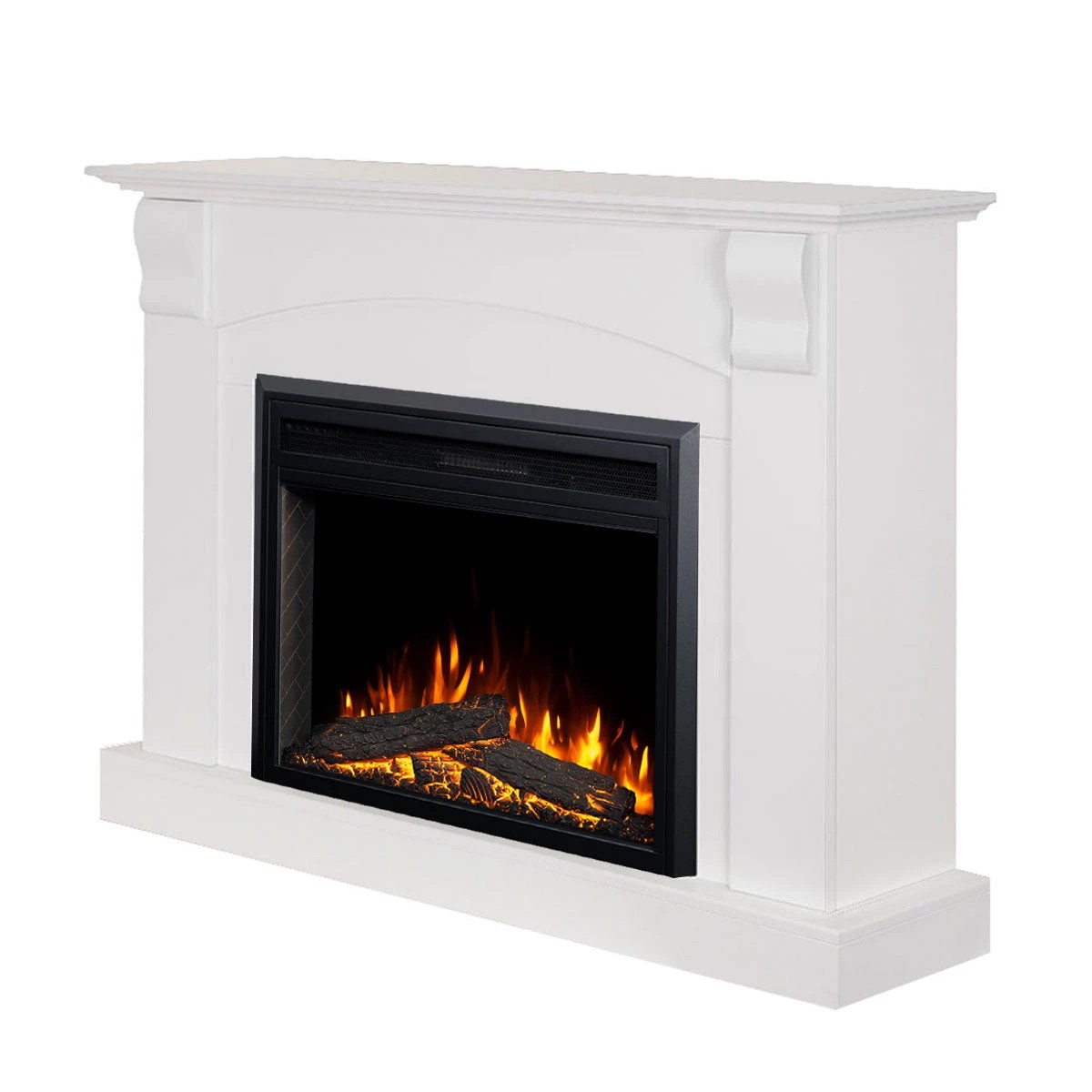 3 Moda Living Ascot Electric Fireplace Heater White Mantel Suite with Moonlight Insert - White, 3 of 10