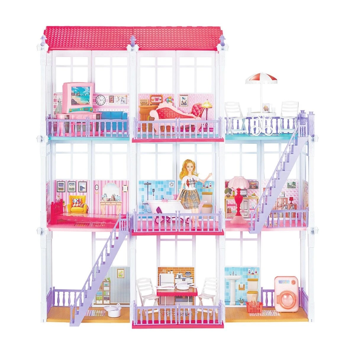 1 AUSWAY Kids Play Doll House Dream Furniture Princess Castle, 1 of 6