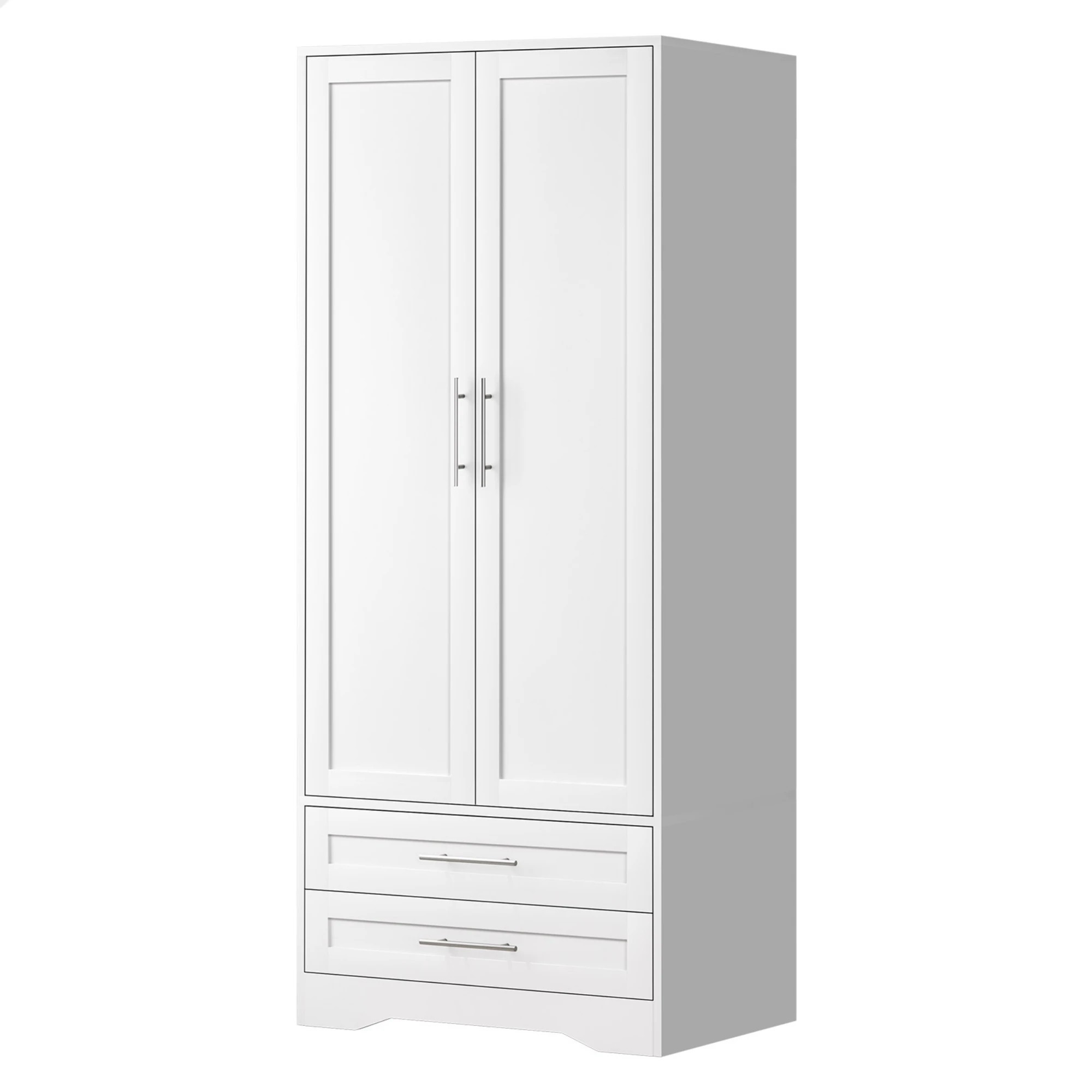 1 Alfordson Wardrobe Clothes Storage Cabinet Organizer Drawer Hanging Rod - White, 1 of 10