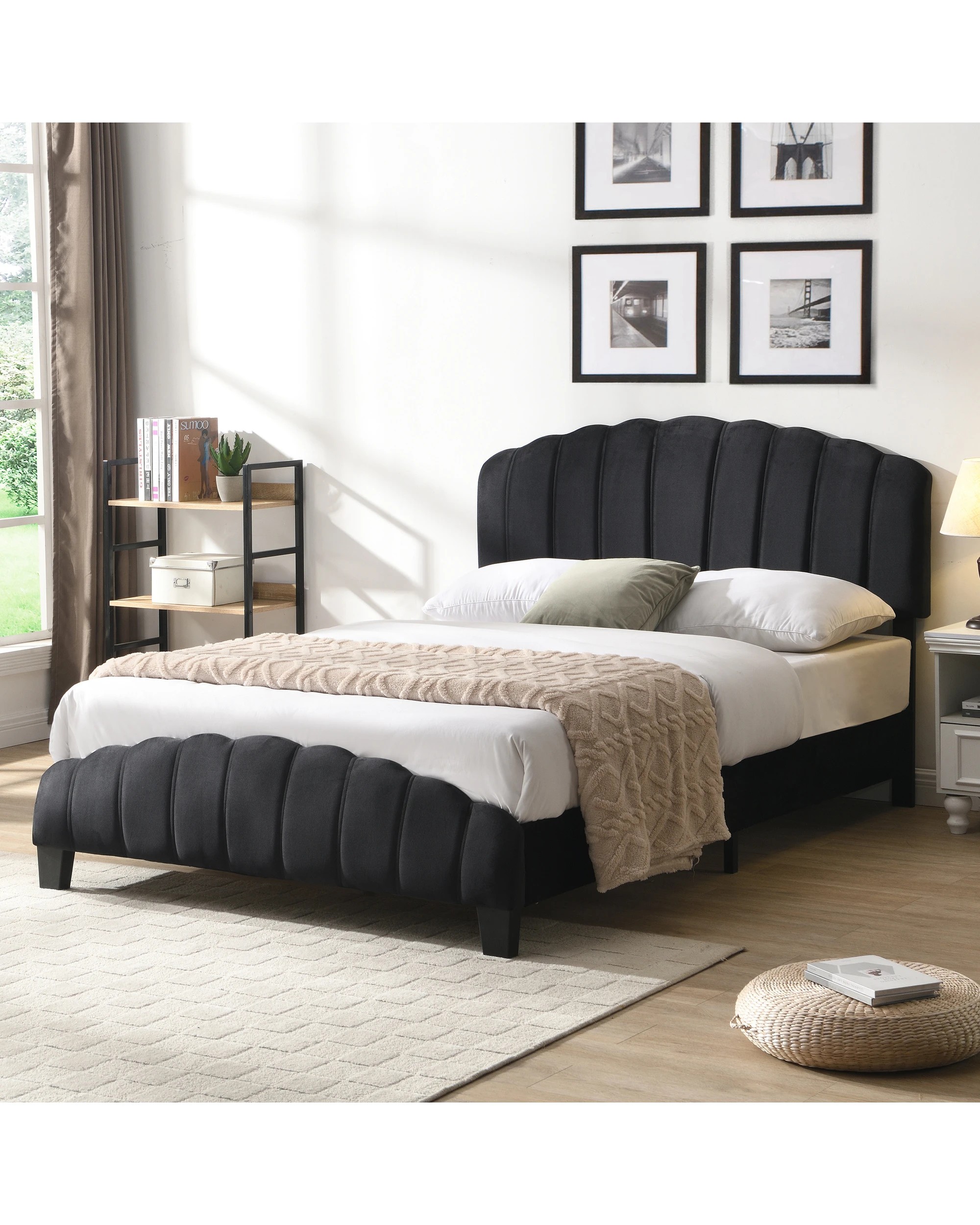 2 IHOMDEC Double Size Bed Frame - Black - Black, 2 of 10