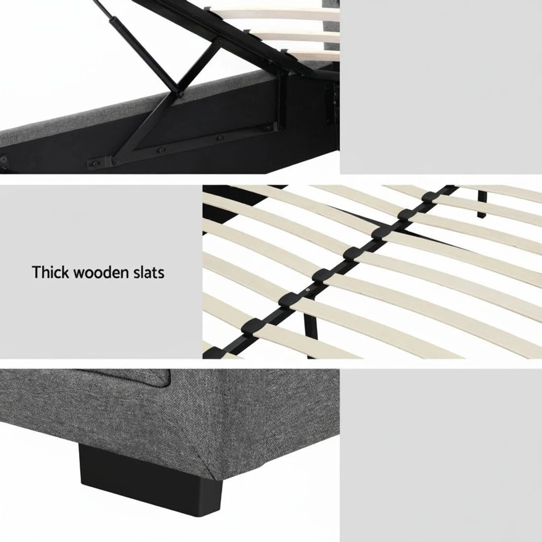 6 Artiss Bed Frame Queen Size Gas Lift  TIYO - Grey, 6 of 6