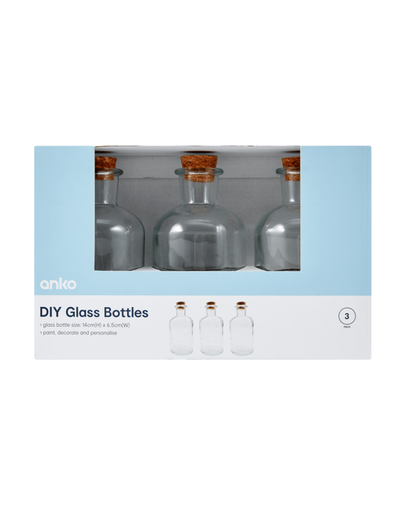 3 Pack DIY Glass Bottles