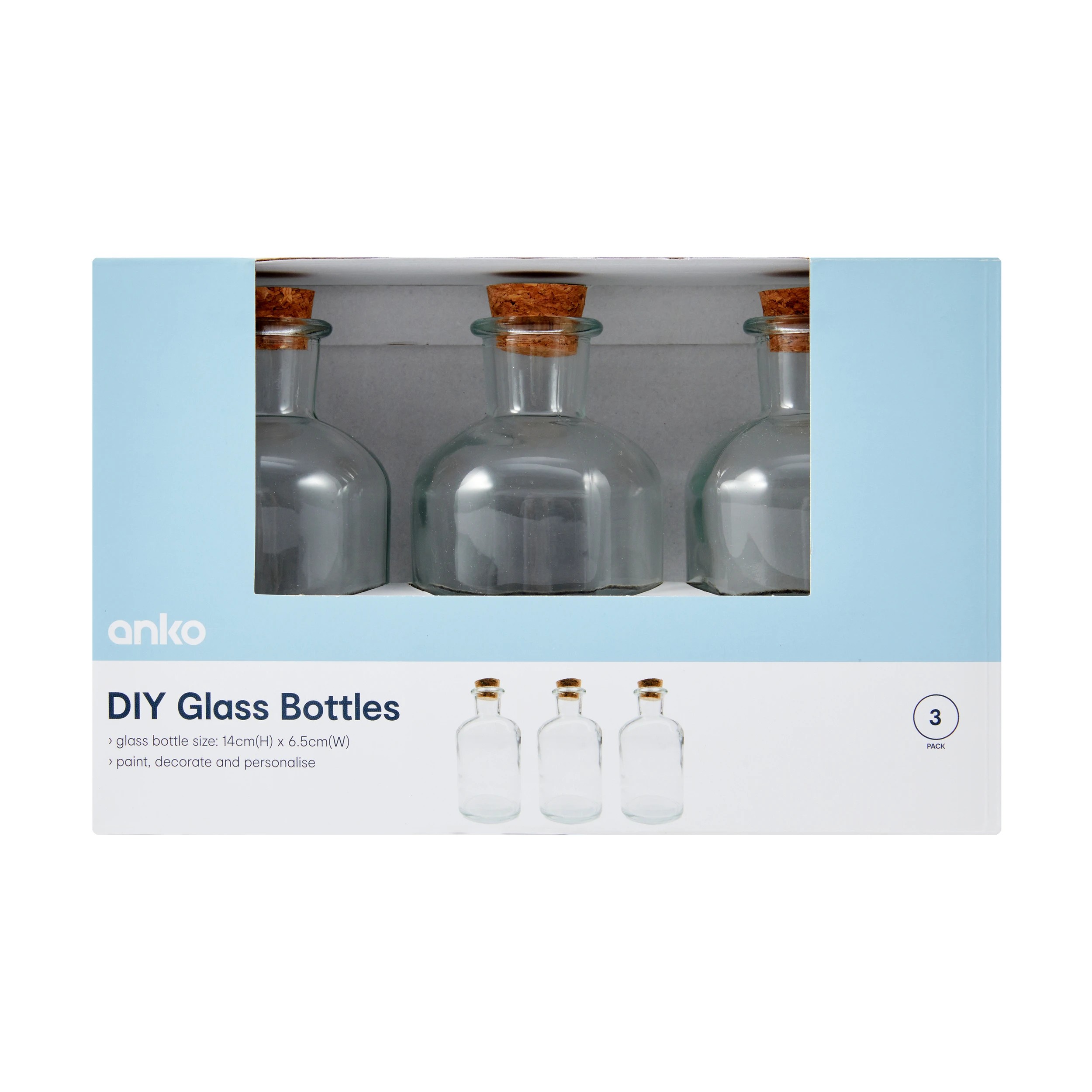 1 3 Pack DIY Glass Bottles, 1 of 4