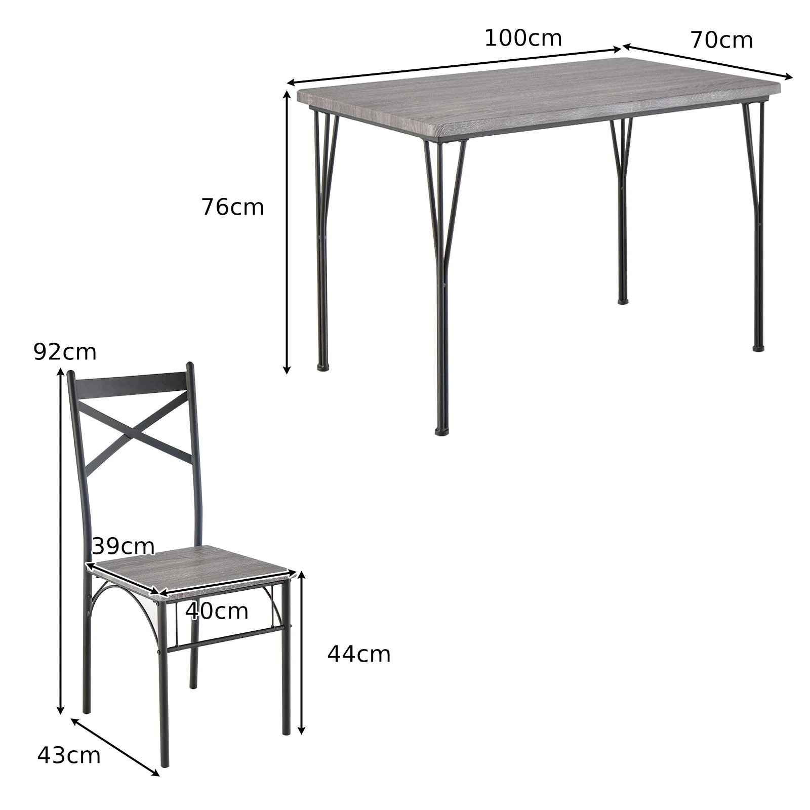 4 Costway 5PCS Dining Table Set Kitchen Table & 4 Dining Chairs Set Home Furniture Set - Grey, 4 of 4