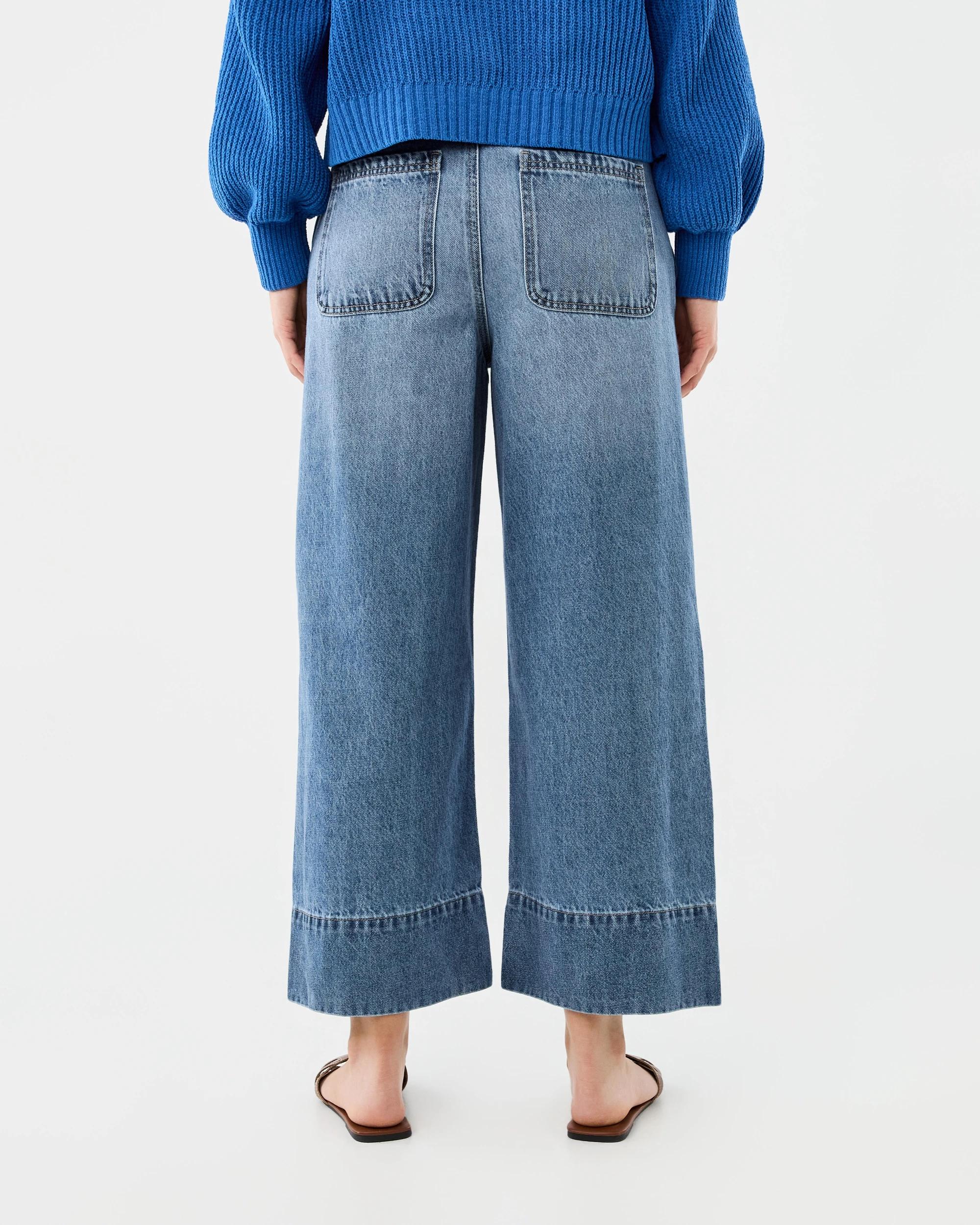 3 Wide Leg Cropped Jeans Mid Denim, 3 of 8