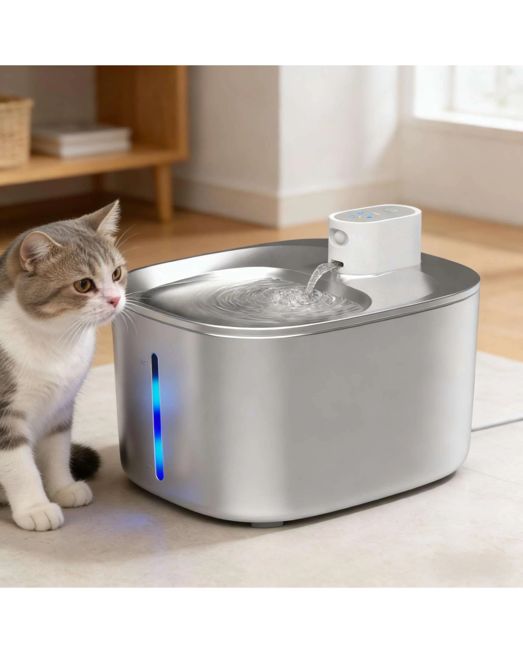 2 Advwin Automatic Pet Water Fountain 4L Wireless Stainless Steel, 2 of 7