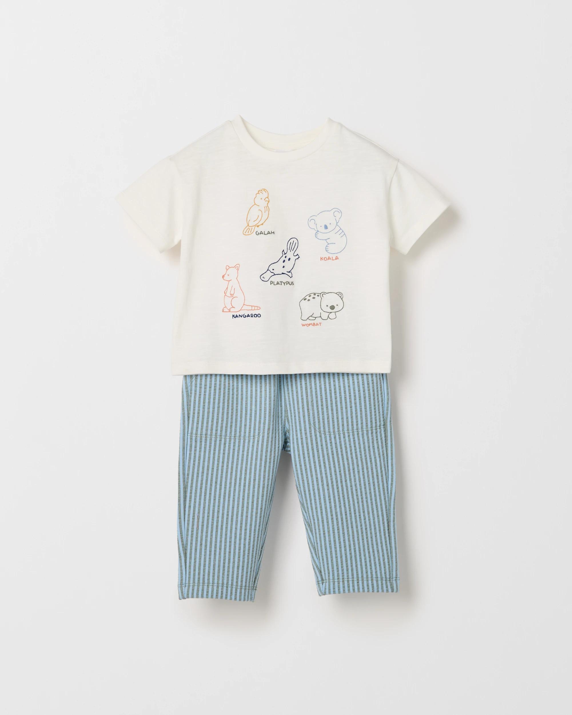 4 Target Baby Organic Cotton Embroidered T-Shirt and Trackpants Set CLOUD DANCER AUSTRALIANA, 4 of 5