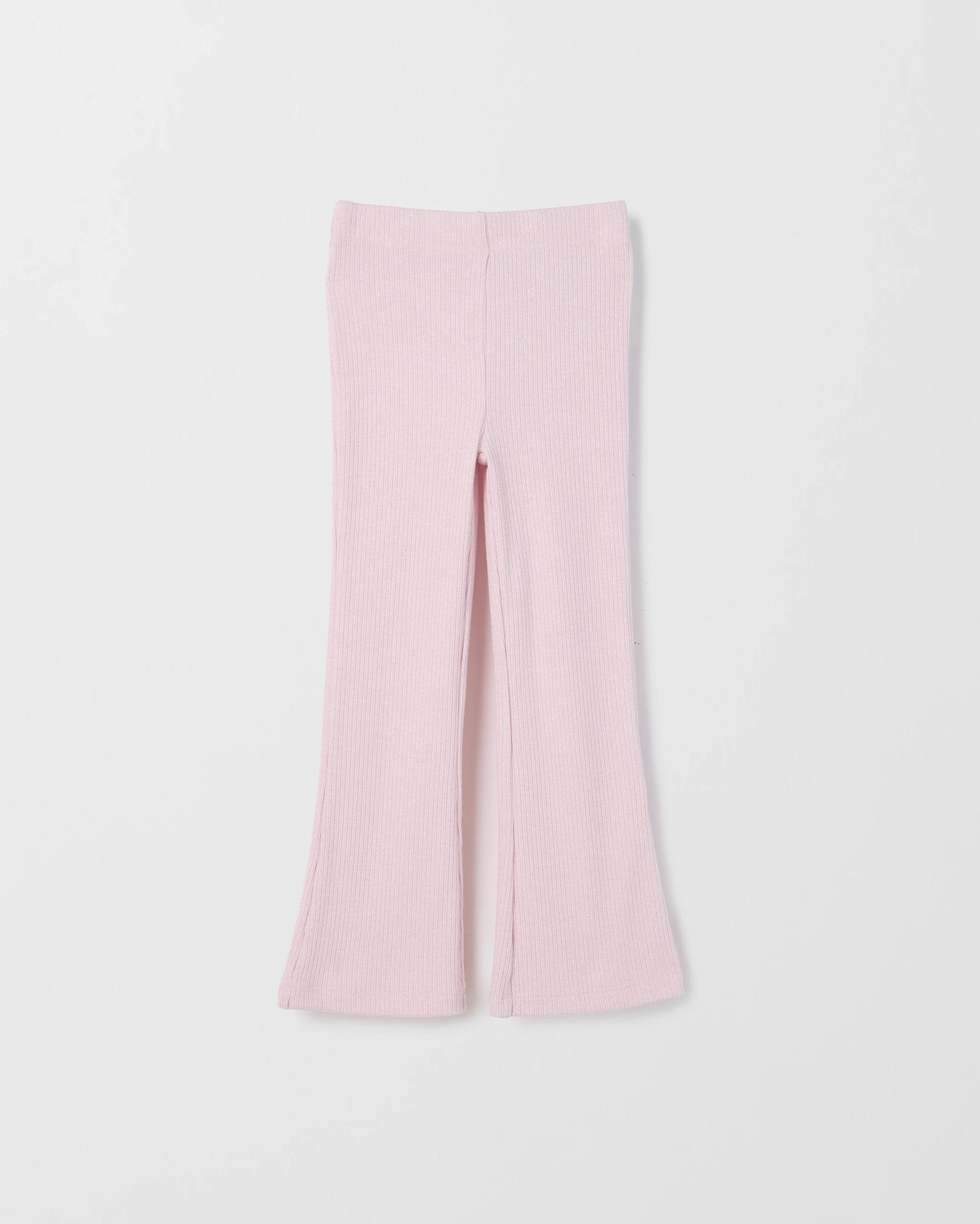 1 Target Kids Fashion Rib Knit Flare Leggings METALLIC PINK, 1 of 2