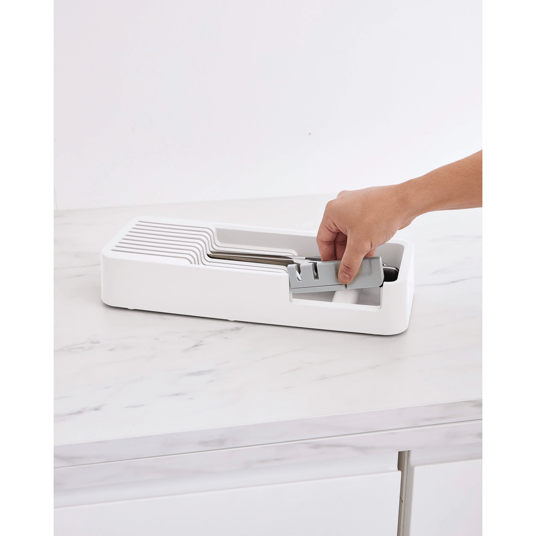 10 In Drawer 9 Knife Organiser - White and Grey, 10 of 10