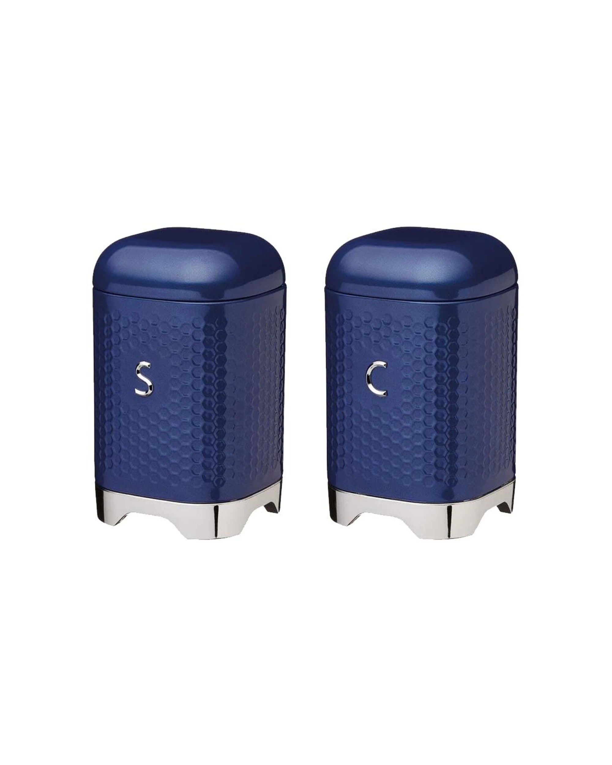 1 Kitchen 2pc Craft Lovello Retro Coffee Canister Sugar Jar ComboTextured Finish Carbon Steel - Blue, 1 of 4