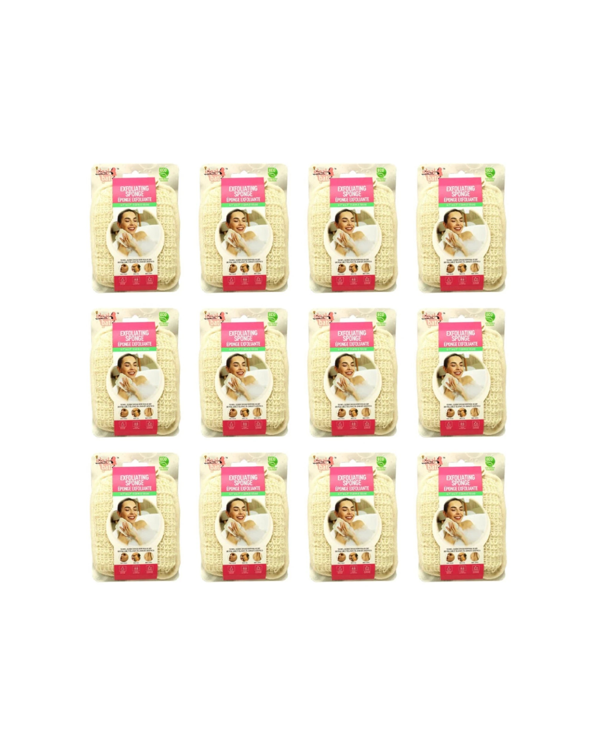1 Ideal Bath 12PK Exfoliating Sponge Body Scrub For And Glowing Skin 12x12cm - White, 1 of 3