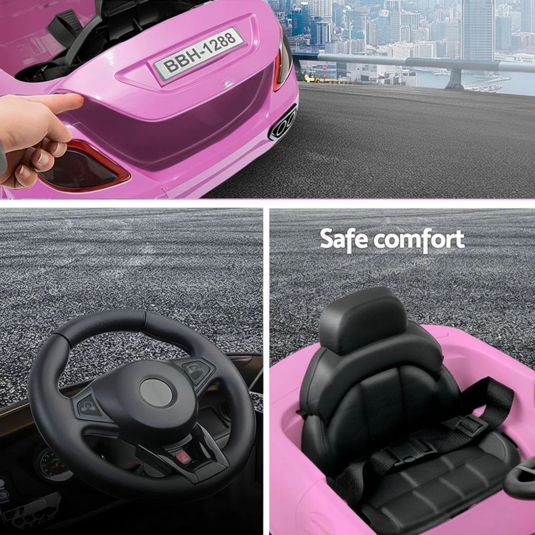 6 Rigo Kids Electric Ride On Car Toys Cars Headlight Music Remote Control 12V - Pink, 6 of 9