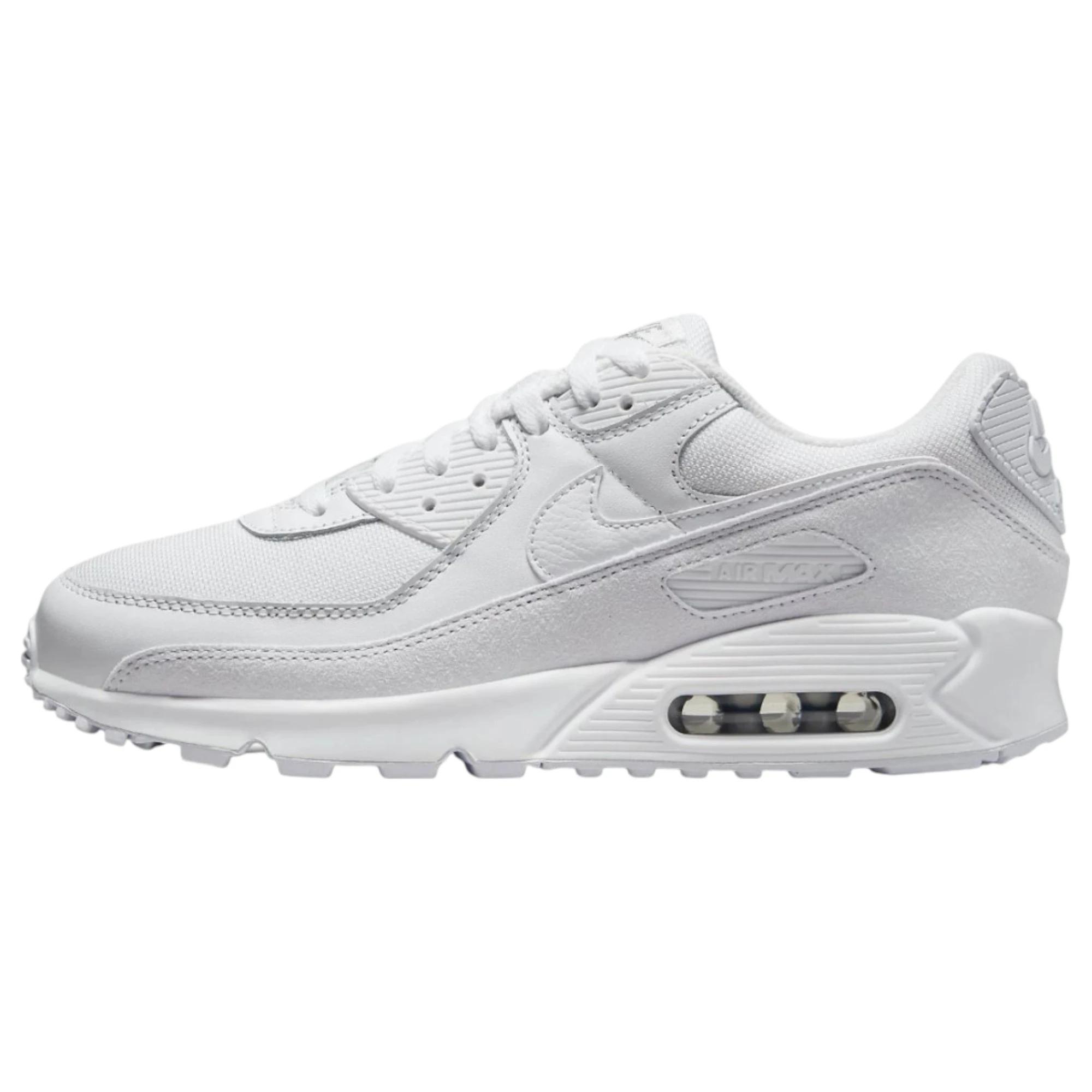 3 Nike Mens Air Max 90 Premium Triple White Athletic Shoes WHITE, 3 of 7