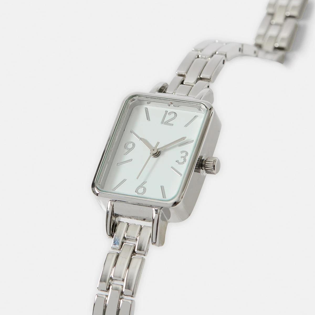 3 Metal Rectangle Watch - Silver Tone Silver, 3 of 6