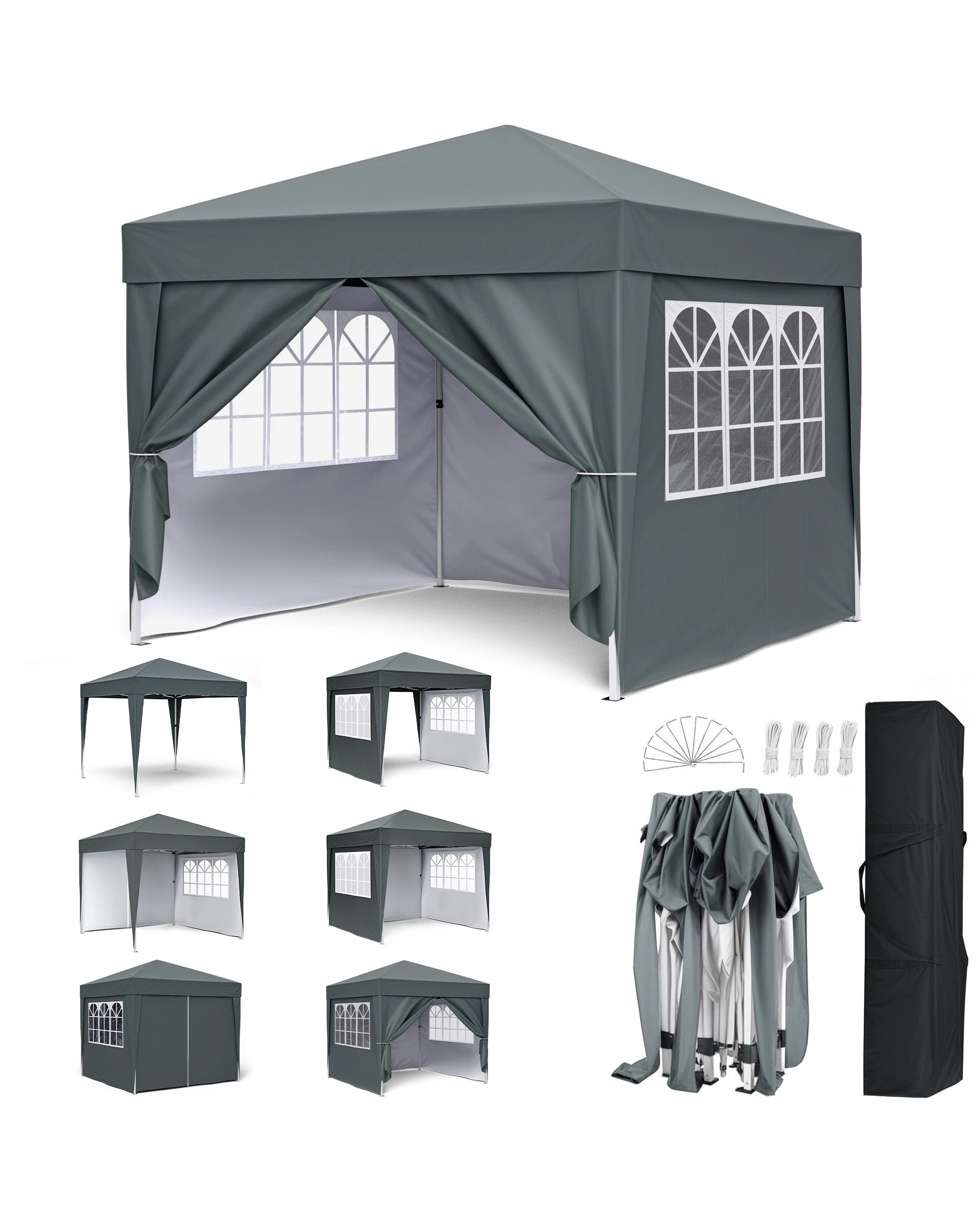 1 Advwin 3x3m Portable Pop Up Canopy with 4 Sidewalls, 1 of 8